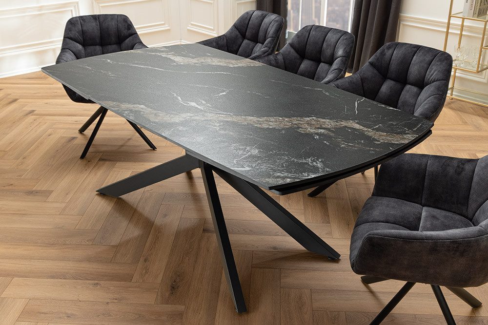 riess-ambiente Esstisch COSMOS 160-240cm schwarz/gold/sand - Keramik, Metall, ausziehbar, chic (Einzelartikel, 1-St), verlängerbarer Konferenztisch für 12 Personen - ideal für Essbereich