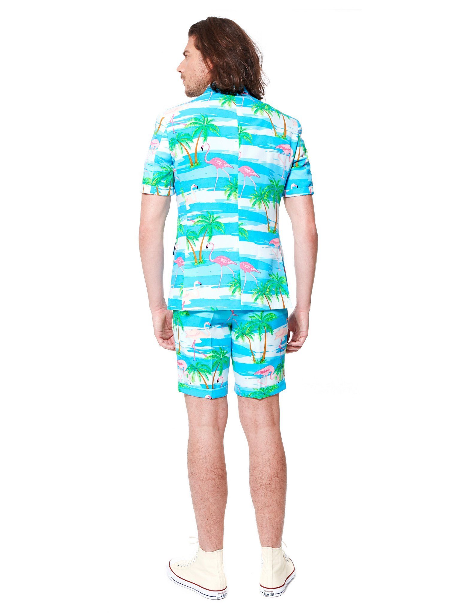 Opposuits Partyanzug Shorts Suit Flaminguy - Sommer Kostüm Anzug, Mit dem karibischen Flaminguy Anzug den Sommer genießen!