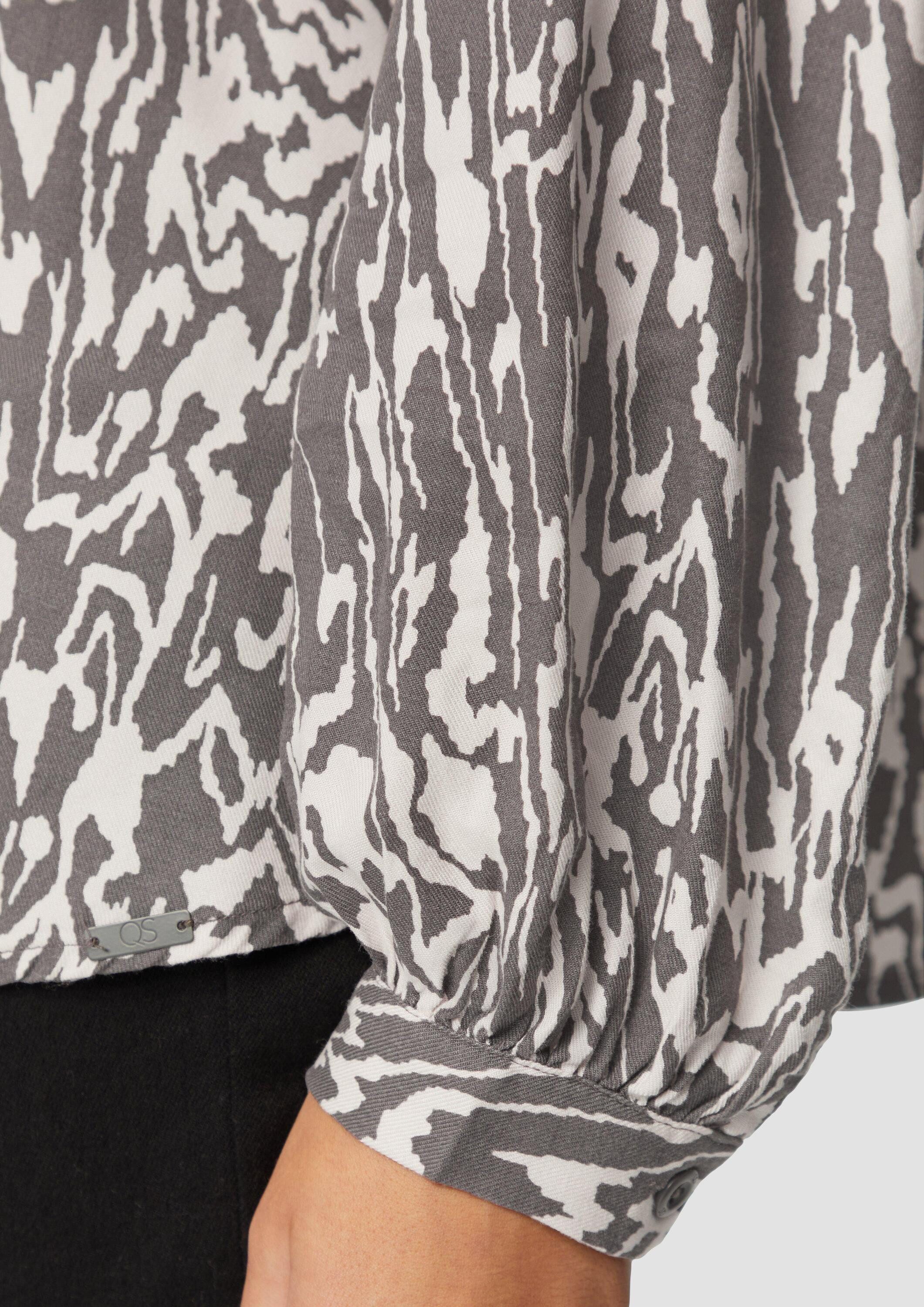 QS Langarmbluse Bluse Melierte Viskosebluse im Loose Fit