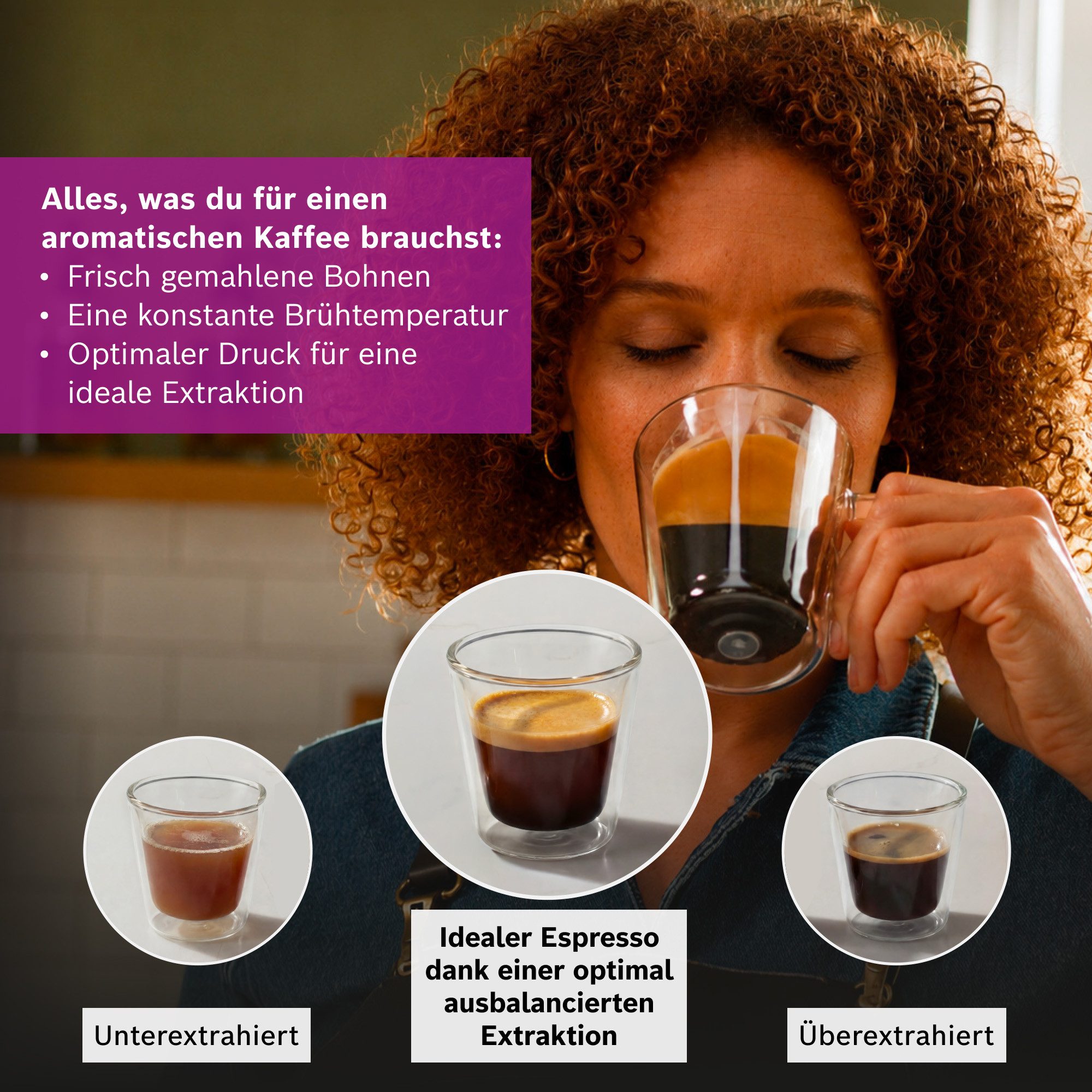BOSCH Espressomaschine halbautomatische Siebträgermaschine PFE401C3 HomeCafé Serie 4, Integriertes Mahlwerk, 58mm-Siebträger, 30 Mahlgrade, 5 Direktwahl – Bild 4 von 5