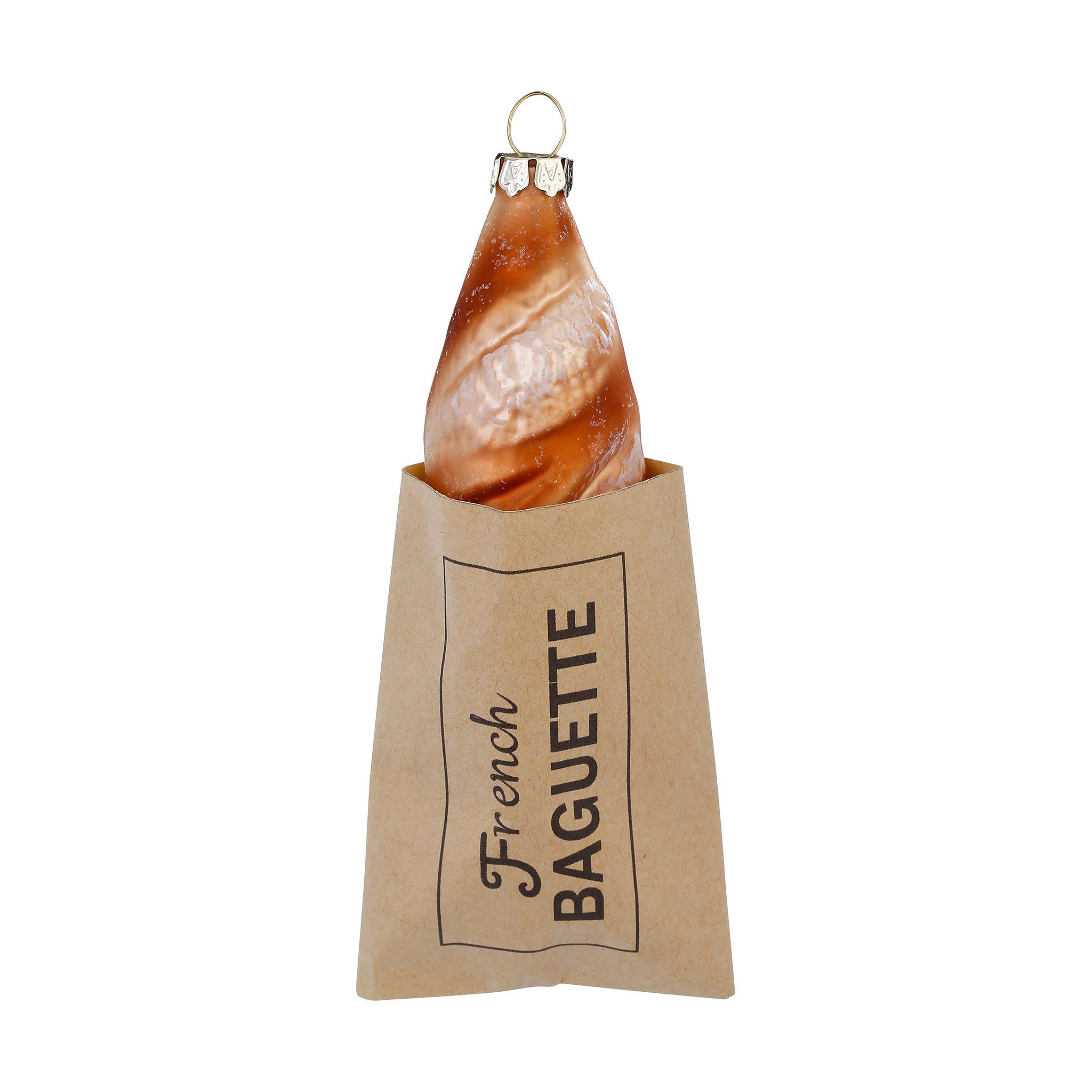 MAGIC by Inge Christbaumschmuck, Christbaumschmuck Glas 14,2cm französisches Baguette Figur Hellbraun