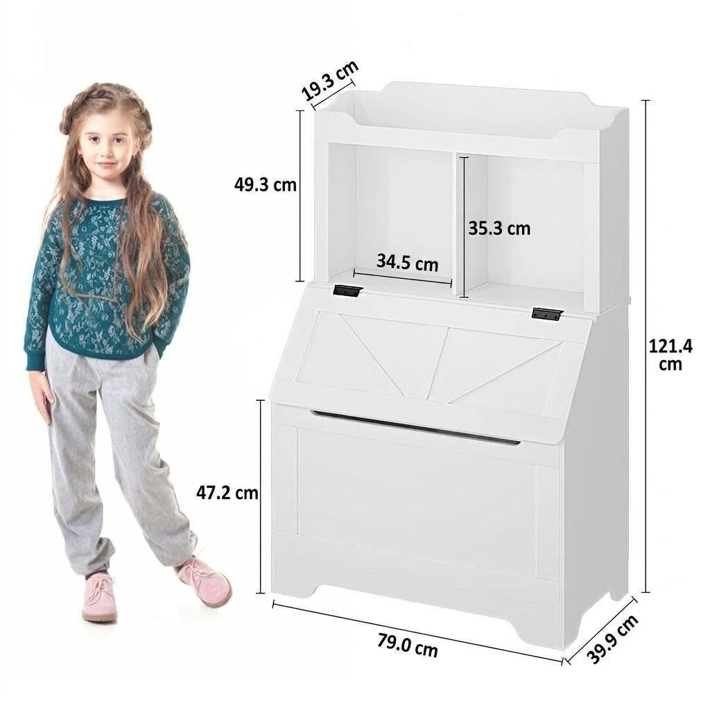 GarveeMore Kinderregal Bücherregal Kinder Spielzeugregal mit Deckel 80x40x122cm – Bild 3 von 5