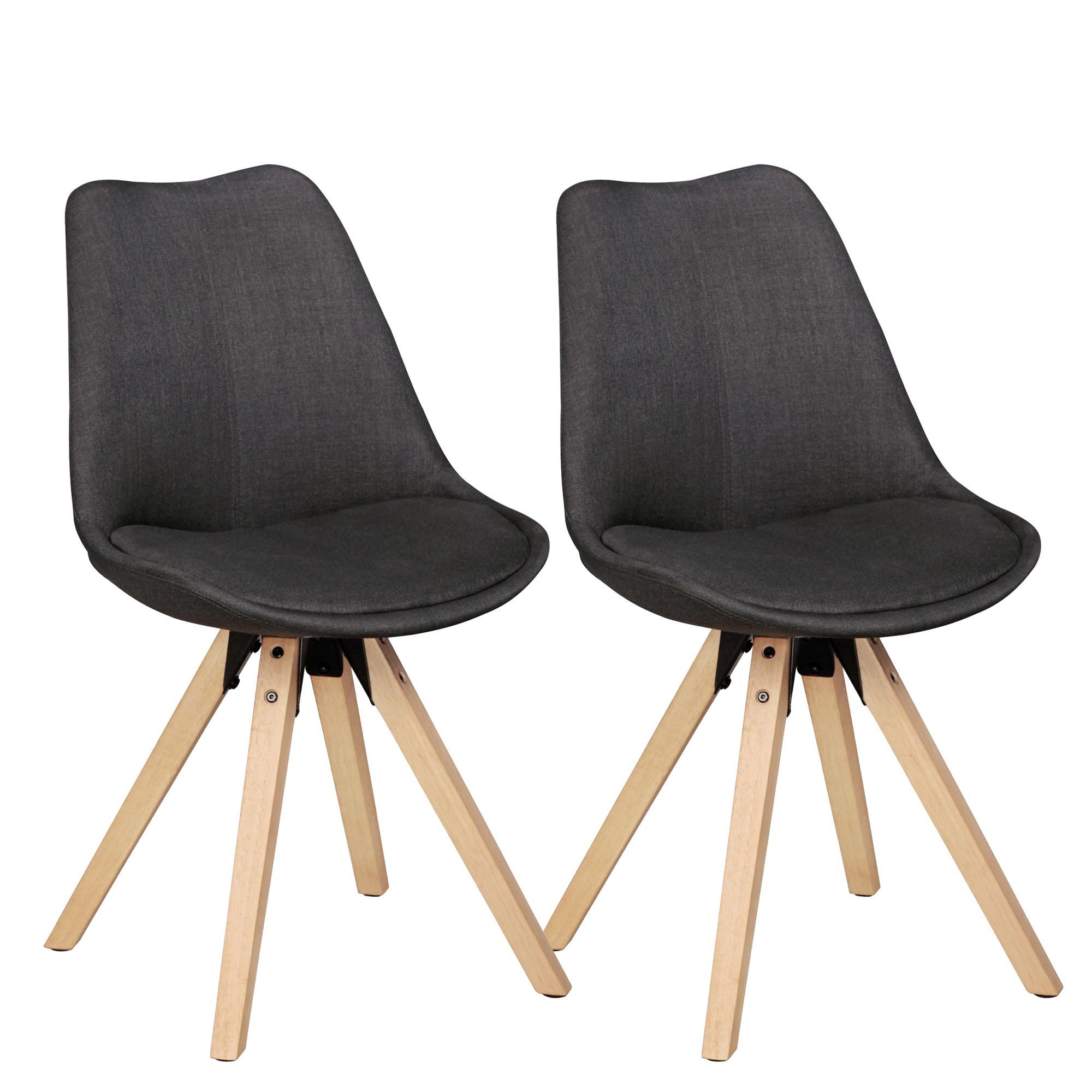 KADIMA DESIGN Esszimmerstuhl 2er Set Retro Esszimmerstuhl LIMA Anthrazit Polsterstuhl Stoff-Bezug (Rückenlehne Design Küchen-Stuhl gepolstert)