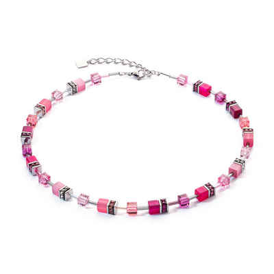 COEUR DE LION Kette mit Anhänger Coeur de Lion Collier GeoCUBE 2838/10-0422 Edelstahl Magenta