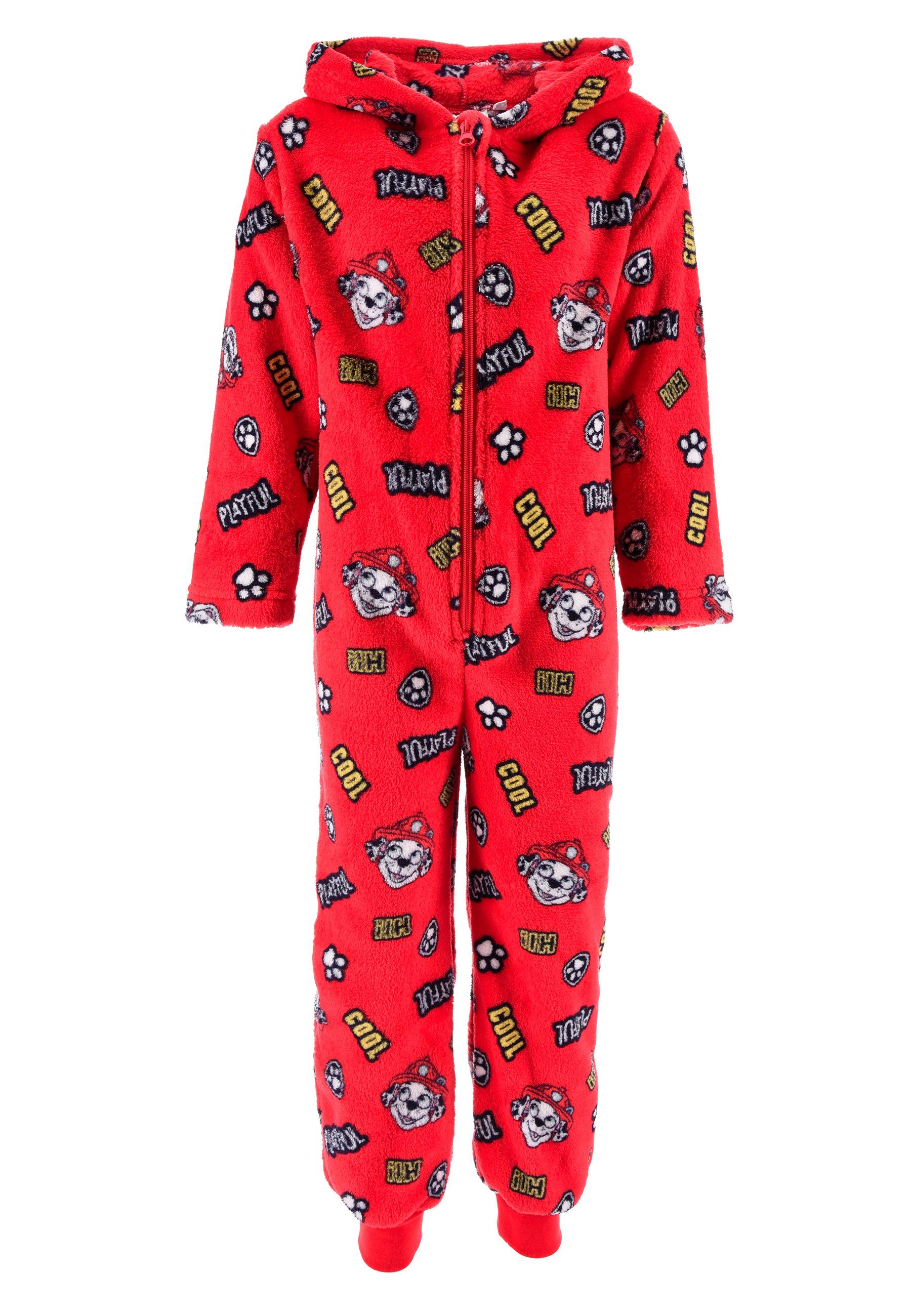 PAW PATROL Schlafanzug Schlaf Overall Rot Pyjama Schlafanzug langarm