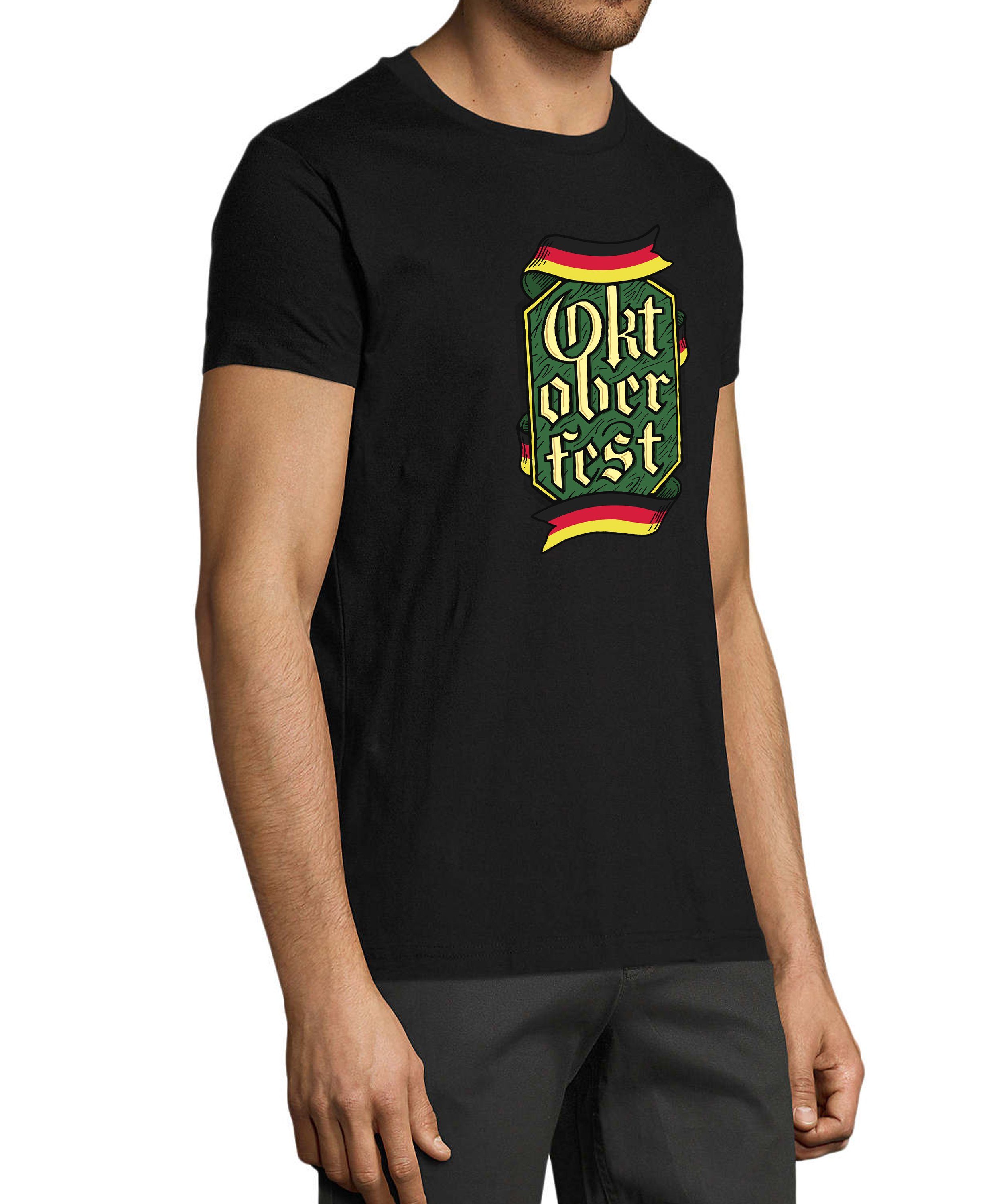 Regular Shirt Party Oktoberfest Aufdruck mit Baumwollshirt i323 Fit, Herren - T-Shirt MyDesign24 T-Shirt schwarz Trinkshirt