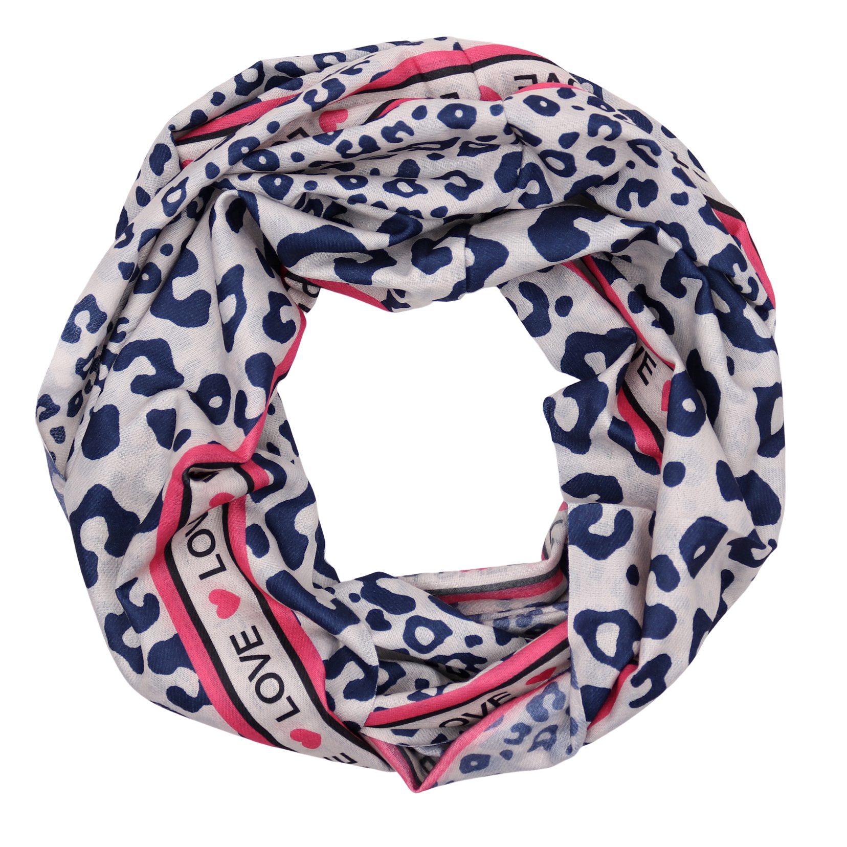 Loop Damen Schal mit Leo Herzen -Muster Weich aus 100% Viskose