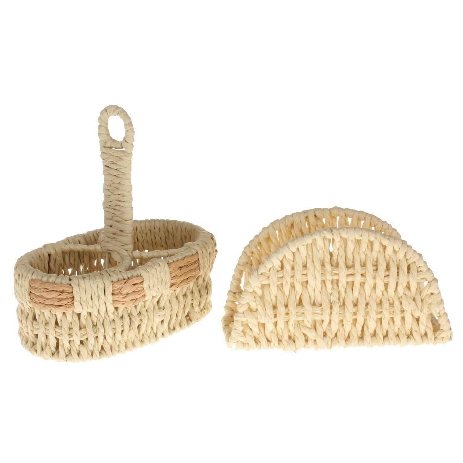 Macosa Home Menage-Set Menage Korb und Serviettenhalter Landhaus, (Tischset für Gewürze und Servietten, 2-tlg., Tischdeko), Salz / Pfeffer Halter natur