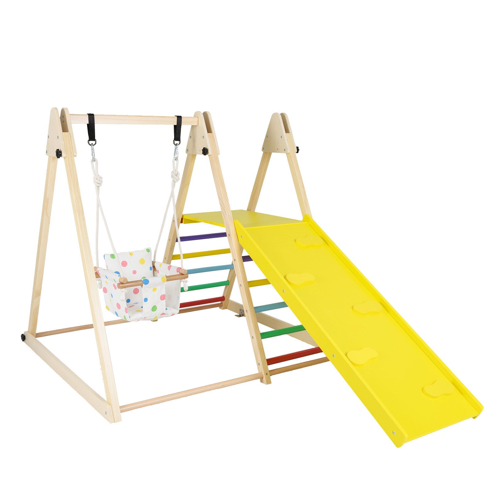 COSTWAY Klettergerüst, Mit Babyschaukel, Ruheplattform, Kletterrampe & Leiter