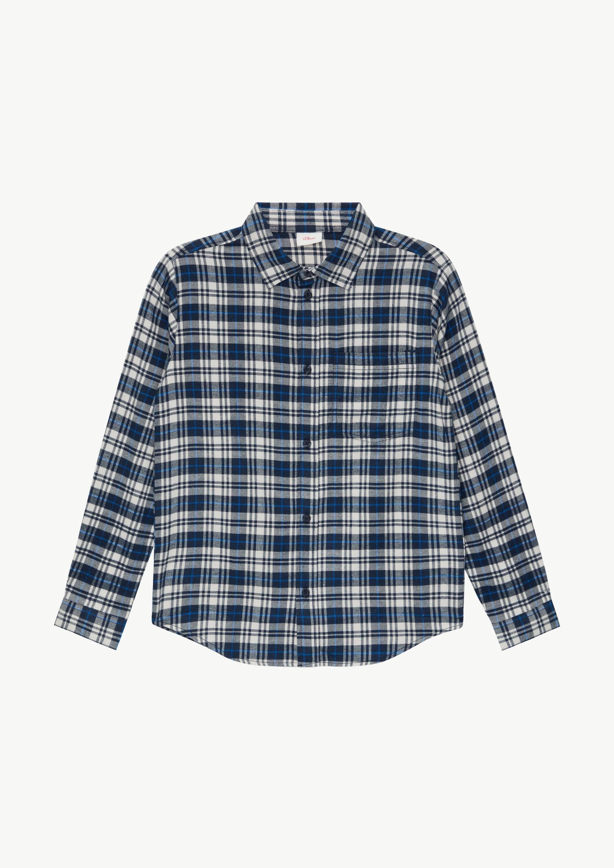 s.Oliver Langarmhemd Hemd Kariertes Flanellhemd aus Baumwollmix