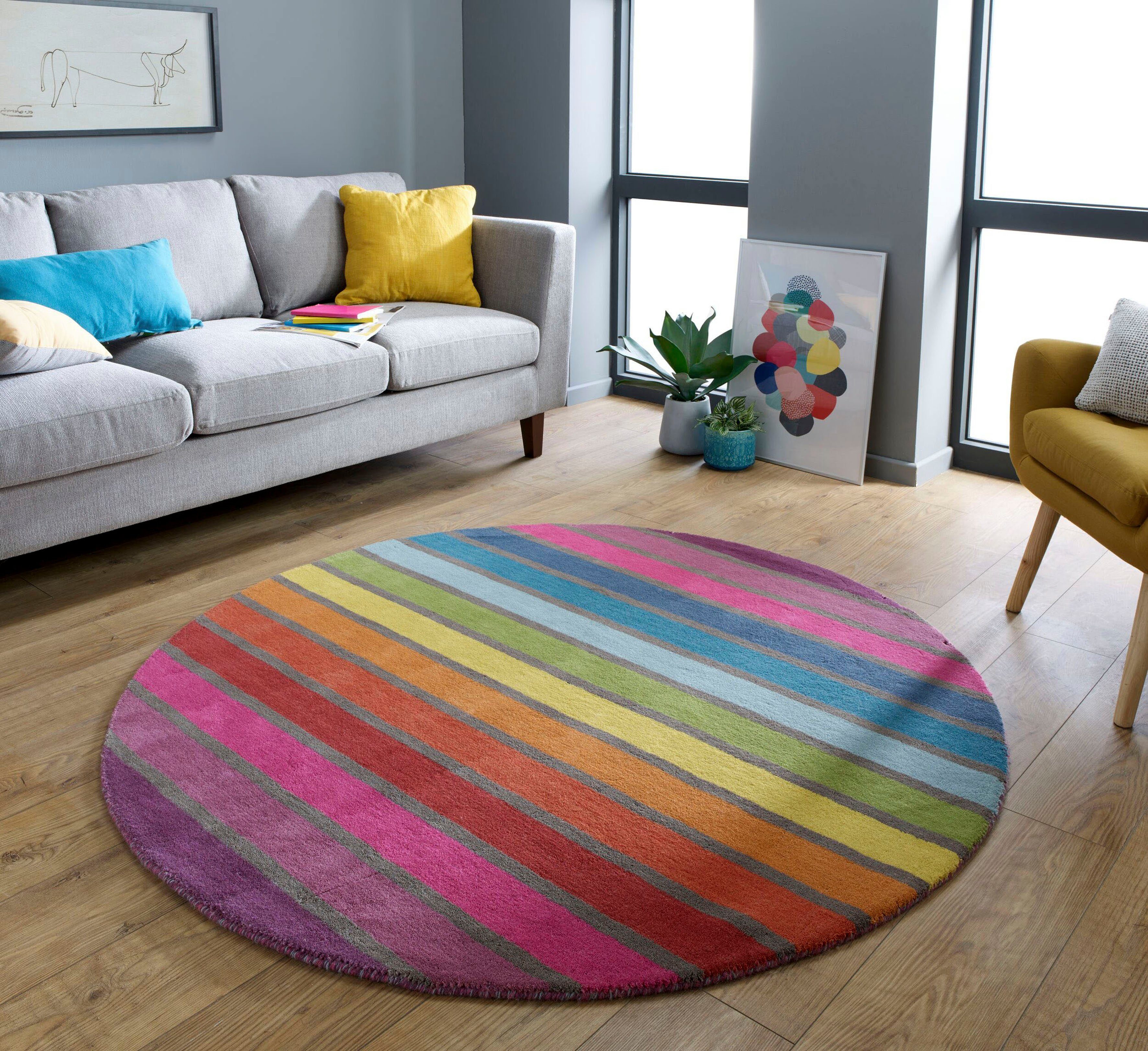 FLAIR RUGS Wollteppich Candy, rund, Höhe: günstig online kaufen