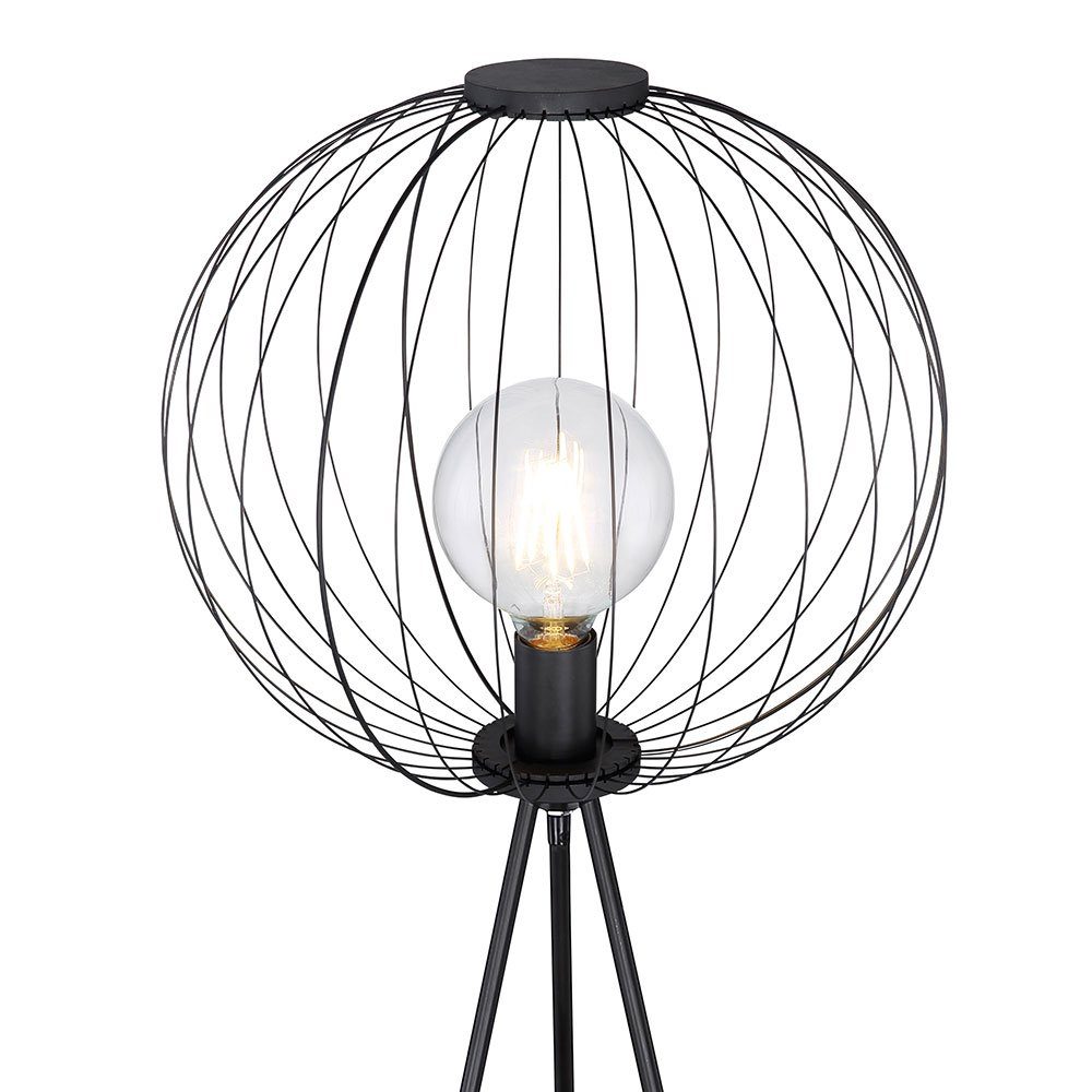 inklusive, Stehleuchte Stehlampe, D Metall Leuchtmittel Globo Fußschalter schwarz 69cm Wohnzimmerlampe Dreibein Warmweiß, LED