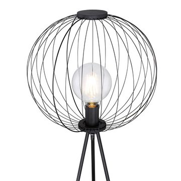etc-shop Stehlampe, Leuchtmittel nicht inklusive, Stehleuchte Wohnzimmerlampe Metall schwarz Dreibein Fußschalter D 69cm