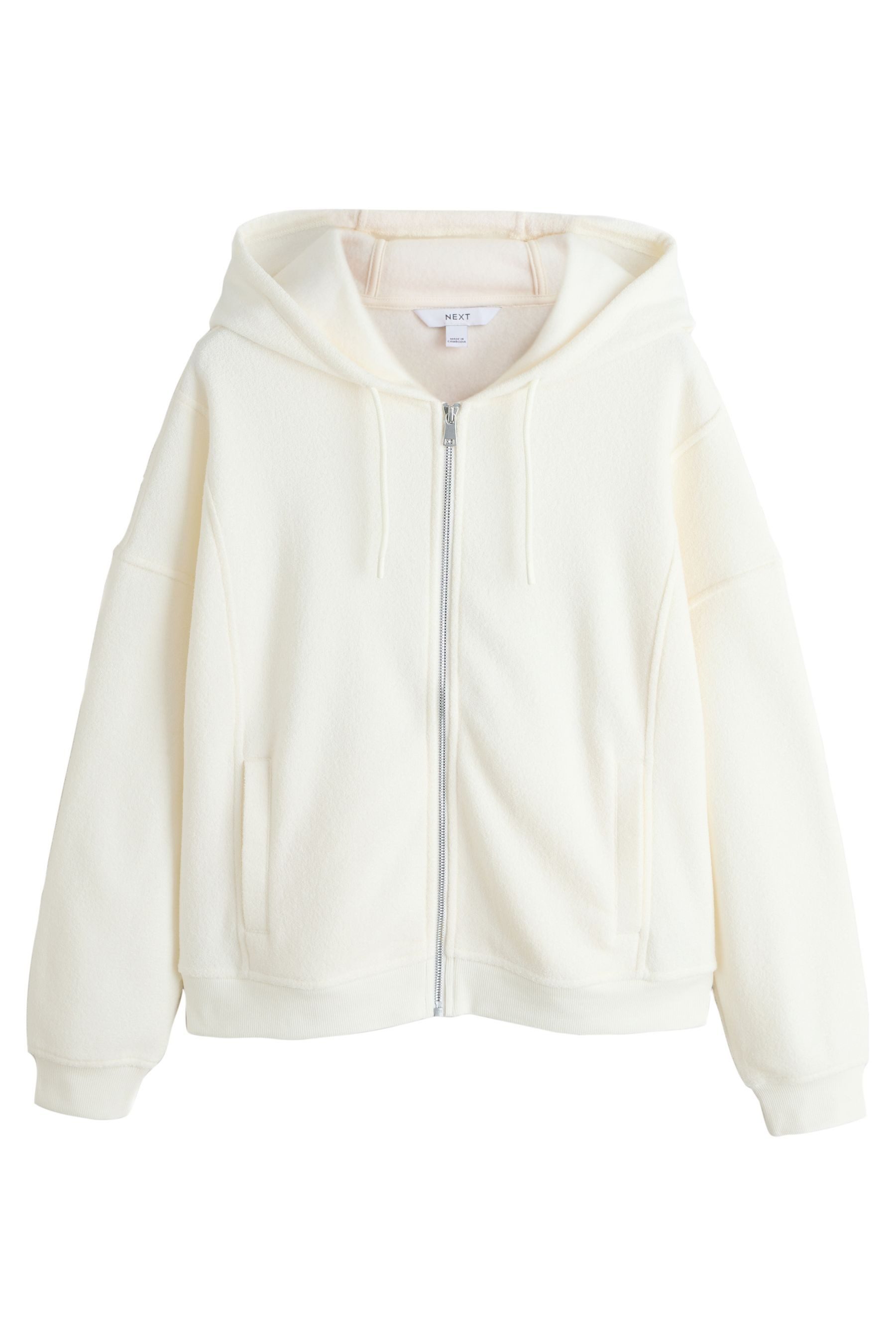 Kapuzenpullover Frottee-Hoodie mit durchgehendem Reißverschluss