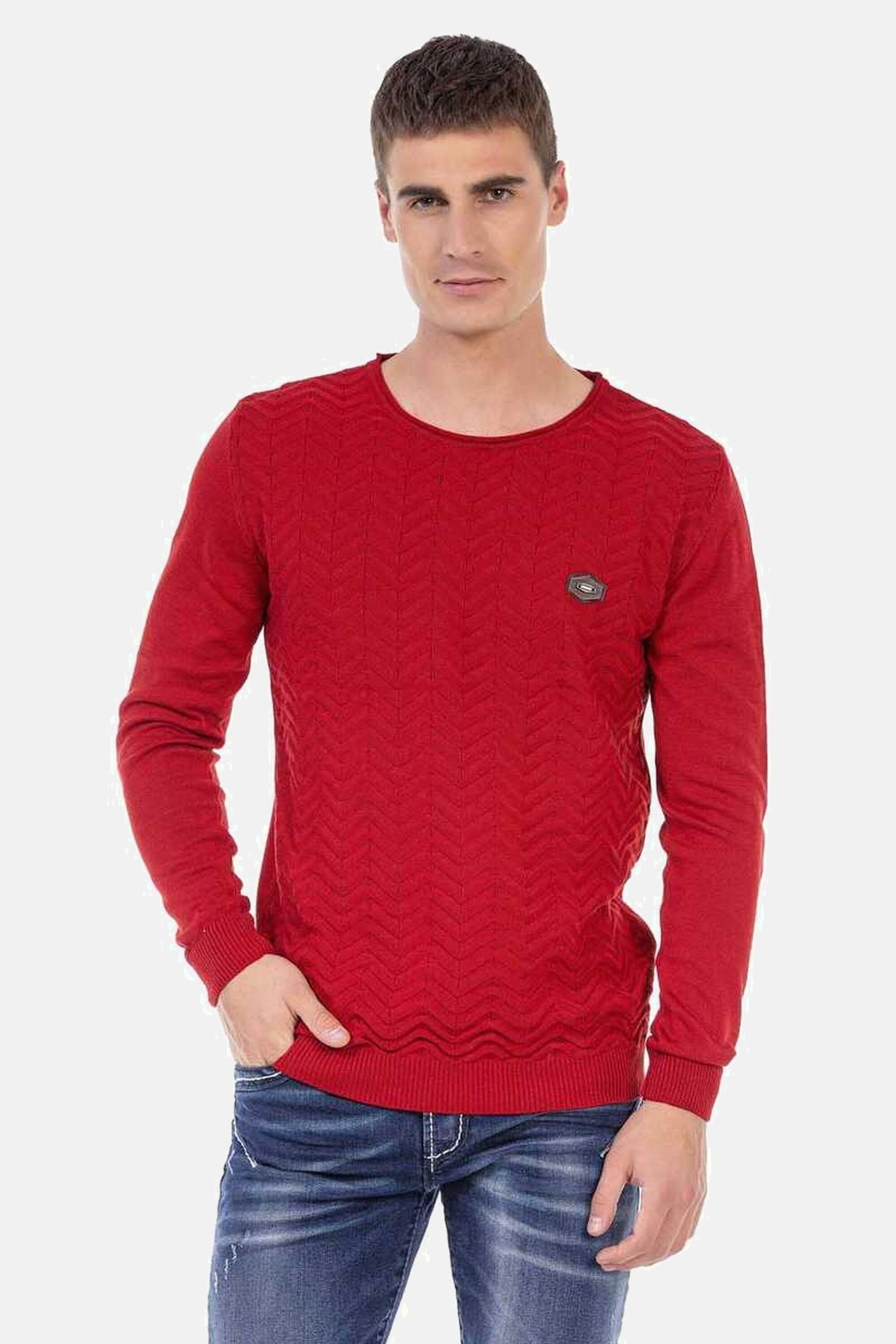 Cipo & Baxx Rundhalspullover Pullover (1-tlg) mit Zopfmuster, CP240 günstig online kaufen