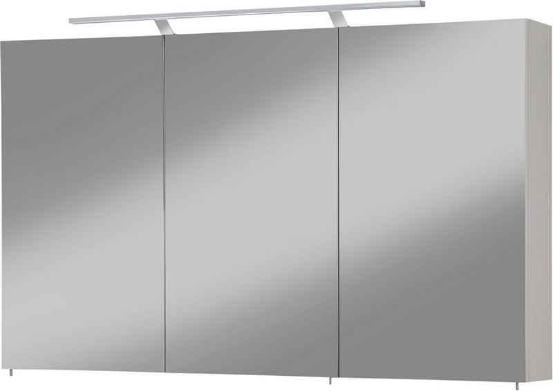 Schildmeyer Spiegelschrank »Torino« Breite 120 cm, 3-türig, LED-Beleuchtung, Schalter-/Steckdosenbox, Glaseinlegeböden, Soft-Close, Made in Germany