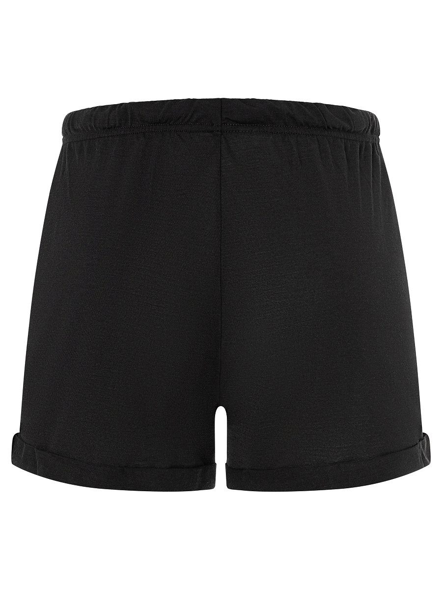 W SUPER.NATURAL Jet Merino pflegeleichter Black SHORTS Shorts WIDE Merino-Materialmix Shorts