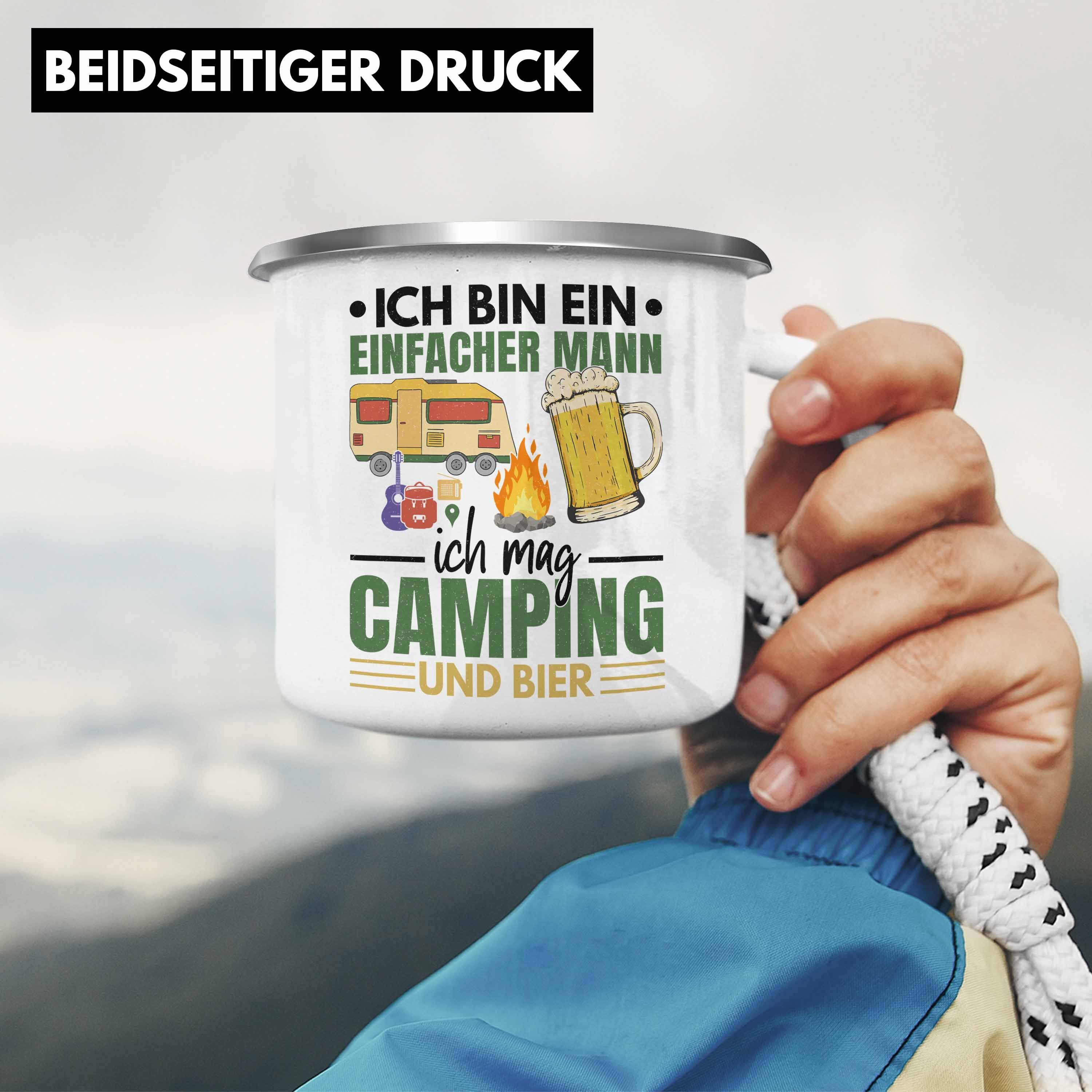 Trendation Thermotasse Trendation - Silber Camper Tasse Ich Einfacher Mann Lustig Bin Emaille Geschenk Wohnmobilfahrer Ein Geschenkidee Wohnmobil