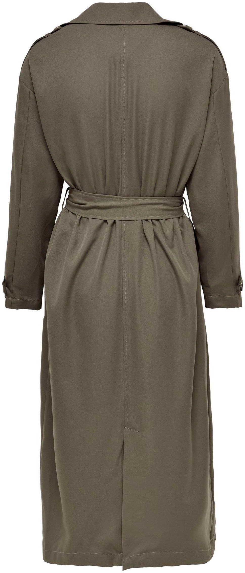 ONLY Trenchcoat ONLLINE X-LONG TRENCHCOAT OTW NOOS mit Bindegürtel an der Taille - 2 Seitentaschen