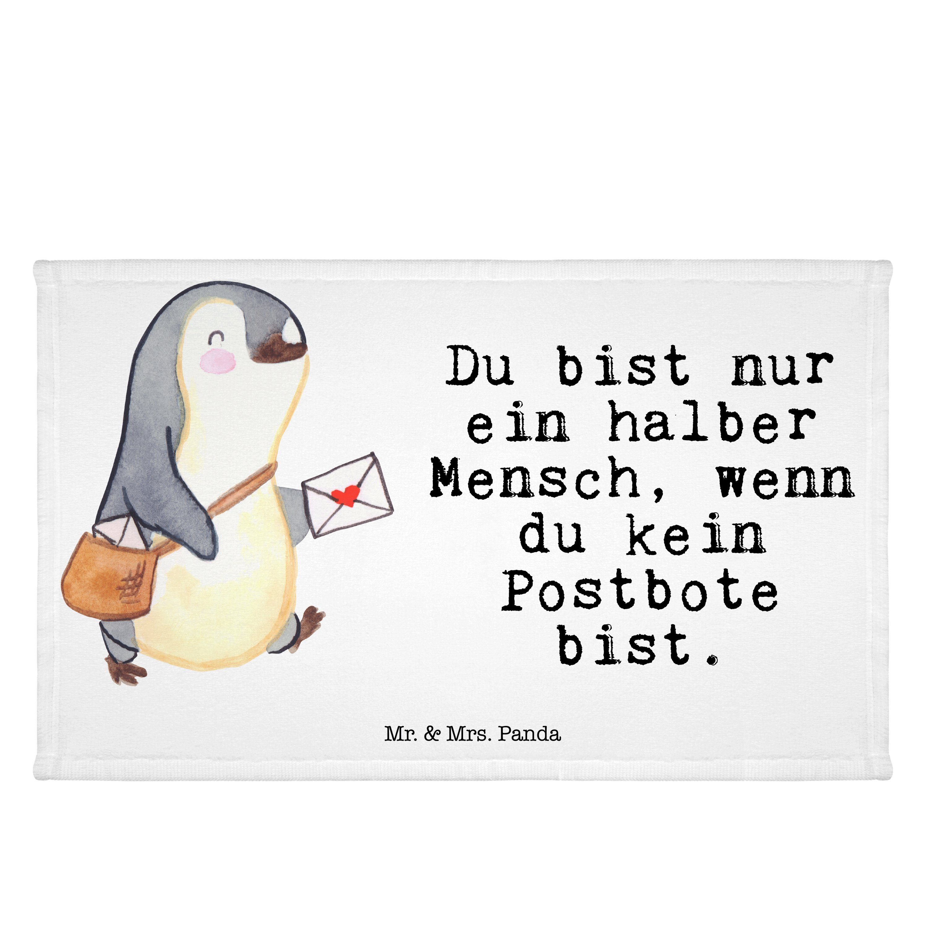 Mr. & Mrs. Panda Reiseha, Herz - - Weiß Postbote (1-St) Handtuch Ausbildung, mit Briefträger, Geschenk