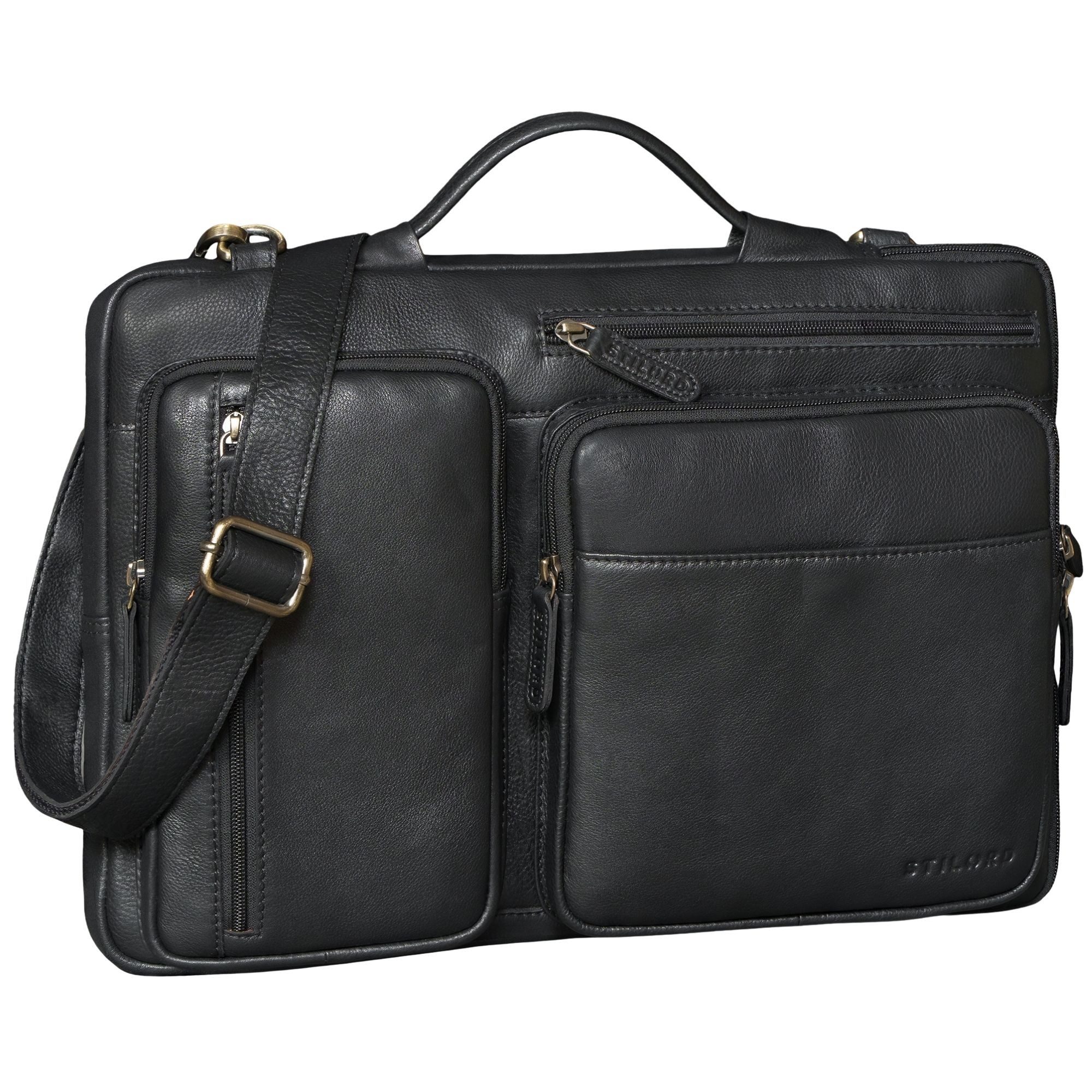 STILORD Laptoptasche "Torsten" Laptoptasche Herren Leder Sleeve 15,6-17 Zoll