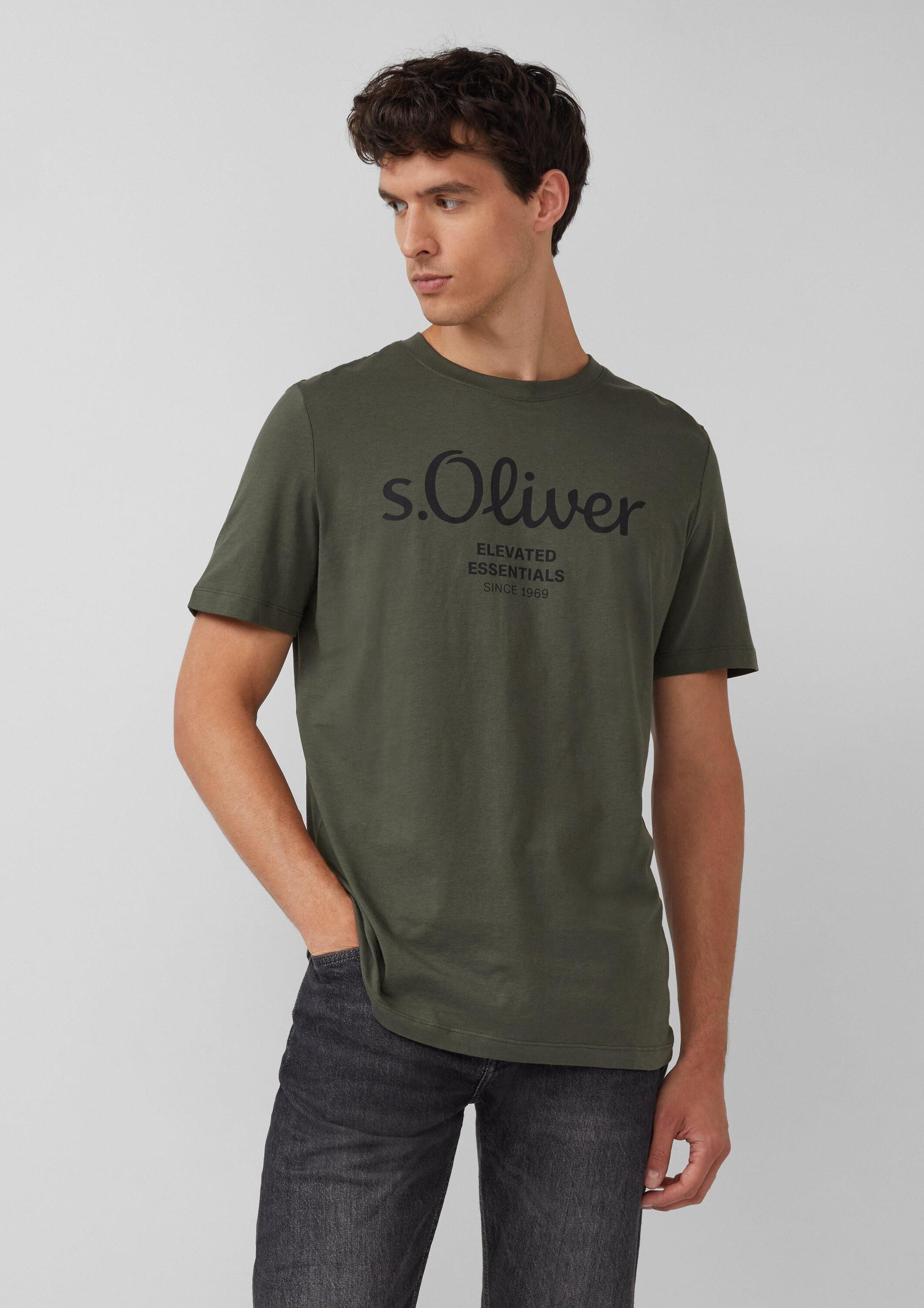 s.Oliver Kurzarmshirt T-Shirt Baumwoll-T-Shirt mit Logo-Print