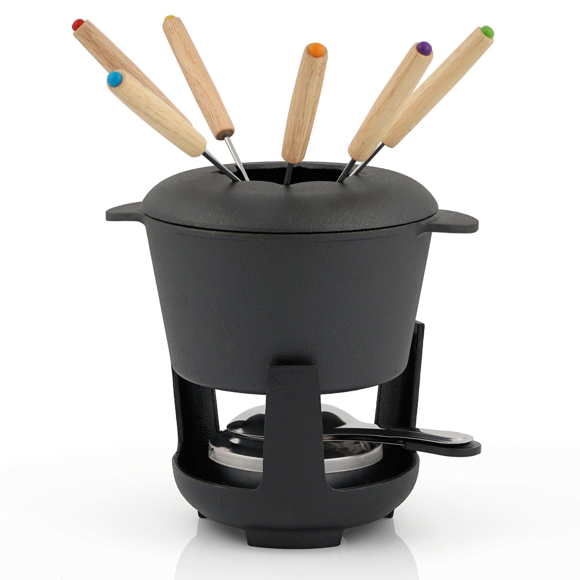 BBQ-Toro Fonduetopf 13-teiliges Gusseisen Fondue Set für 6 Personen, 1 L, preseasoned, Gusseisen (Set, 13-tlg)