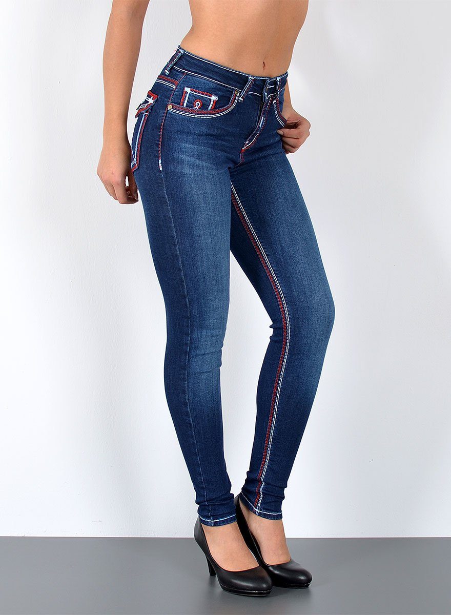 ESRA Skinny-fit-Jeans Jeans Damen Skinny Hose High Waist Jeanshose dicke Na günstig online kaufen