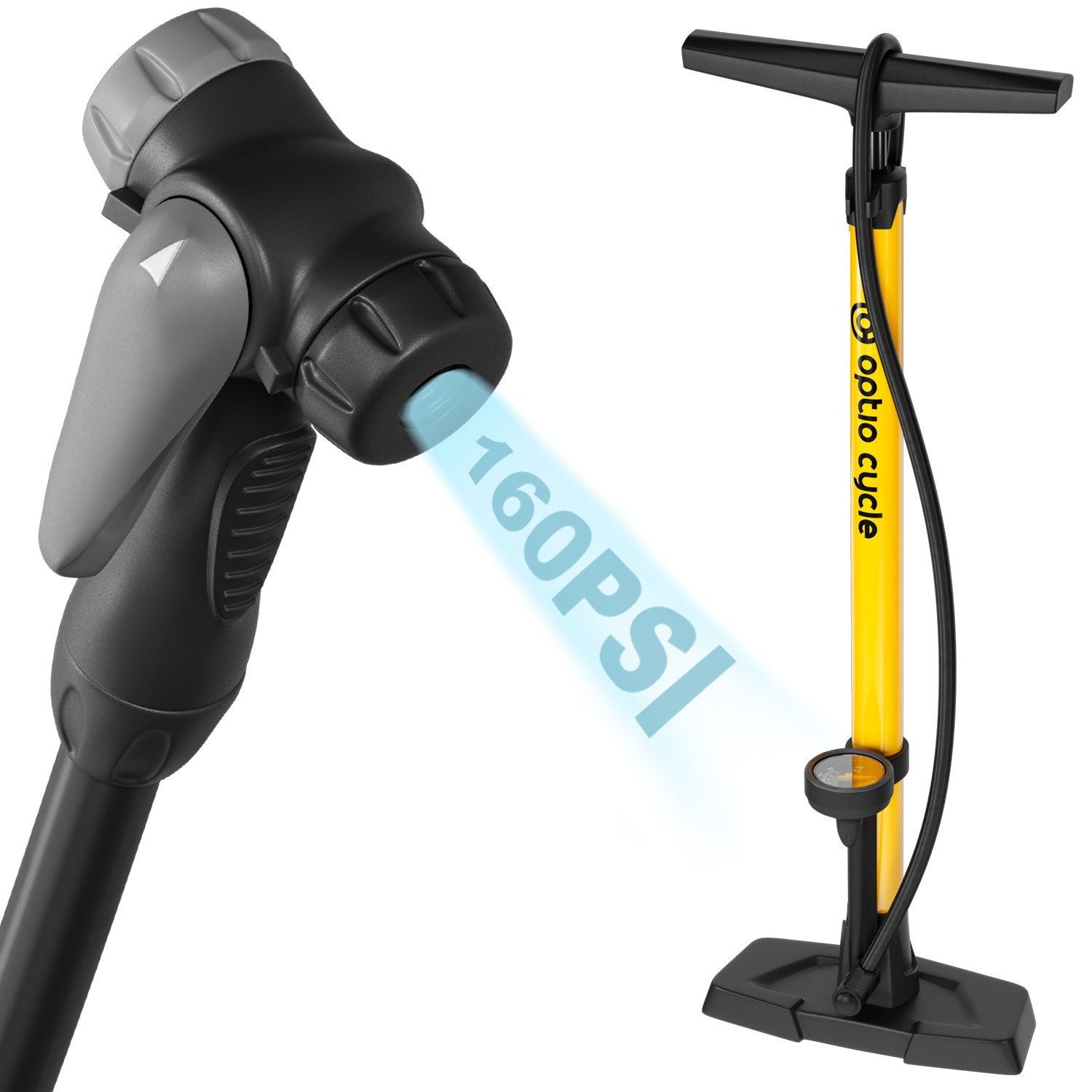 Fahrradpumpe Fahrradpumpe für alle Ventile Luftpumpe, Standpumpe mit Manometer