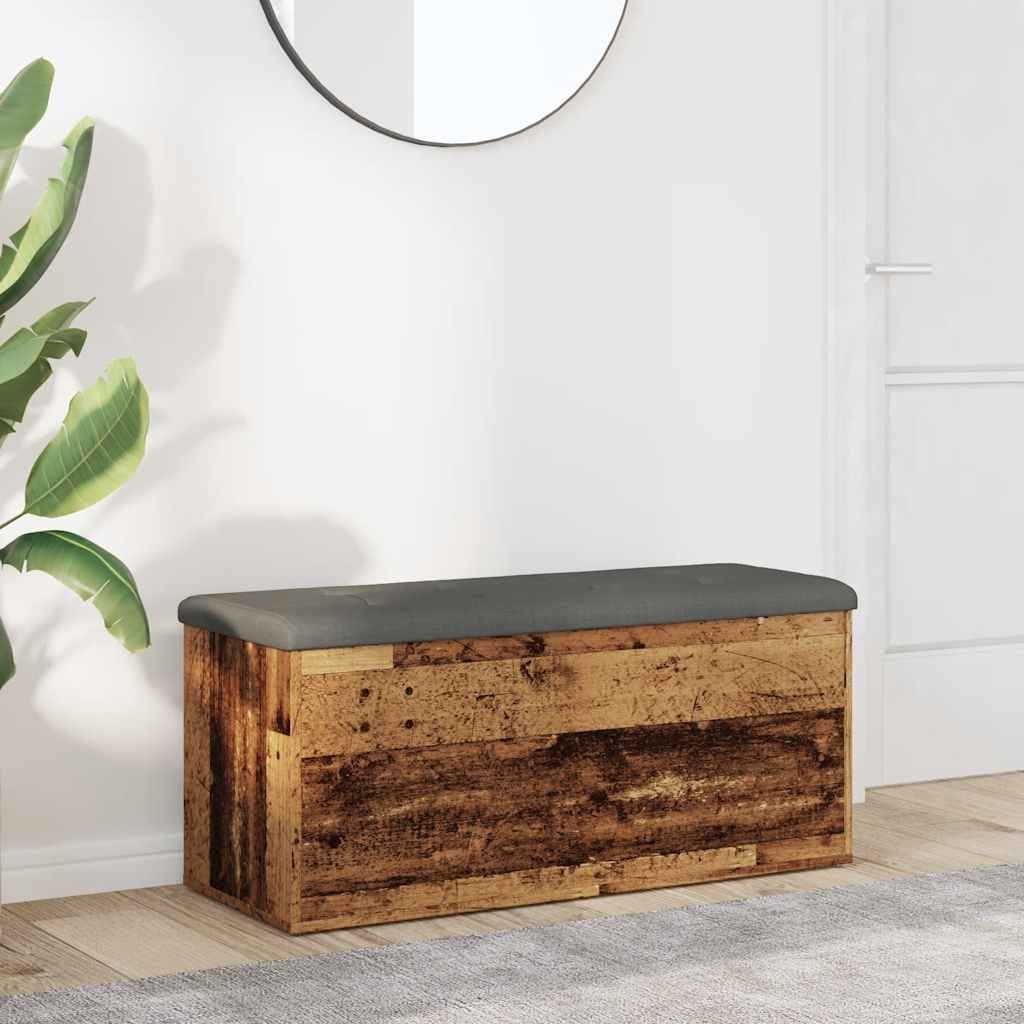 vidaXL Sitzbank 102 x 42 x 45 cm Sitzbank mit Stauraum Altholz-Optik 102x42x45 cm Span
