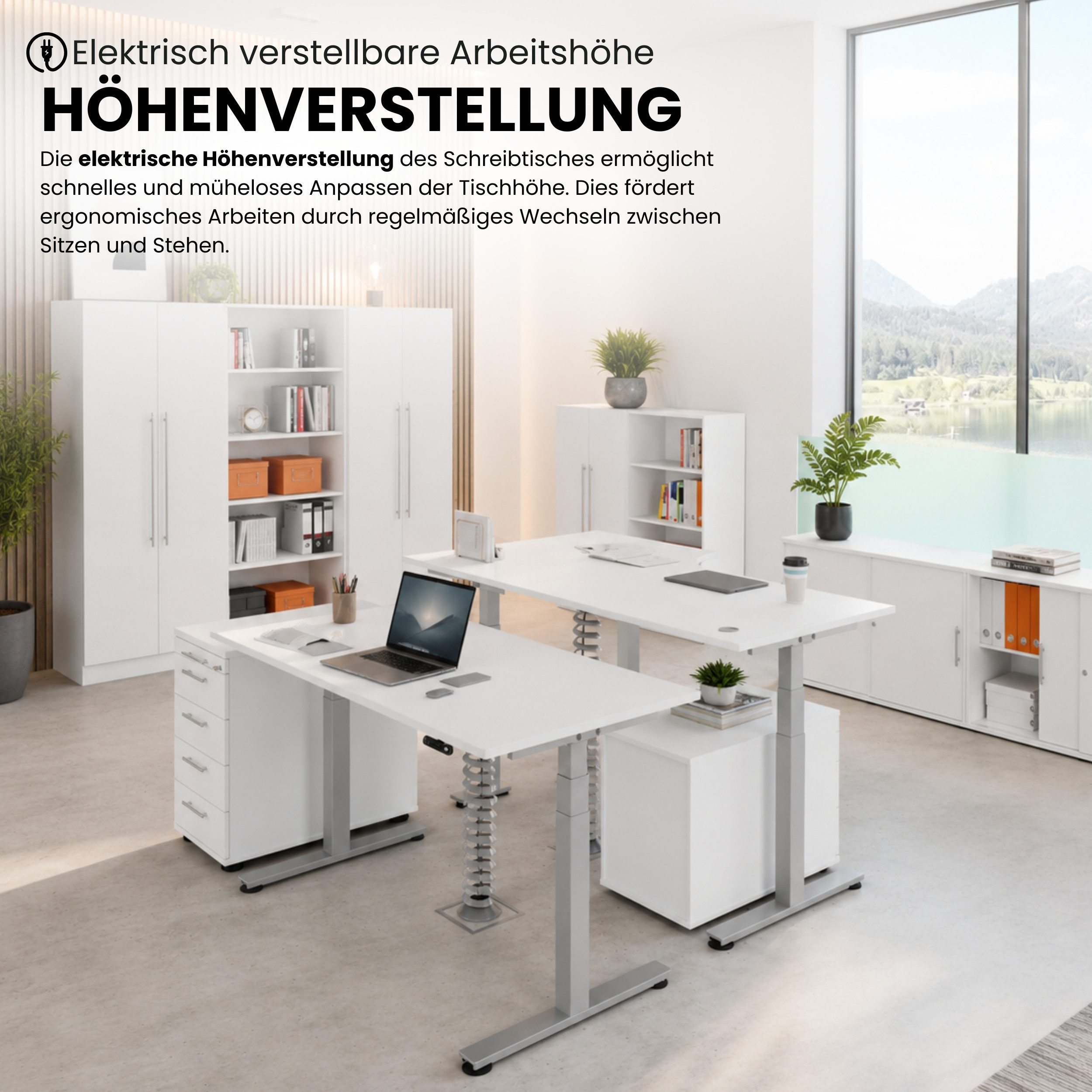 bümö Schreibtisch bümö XDSM Serie, Rechteck: 140 x 80 cm - Dekor: Weiß