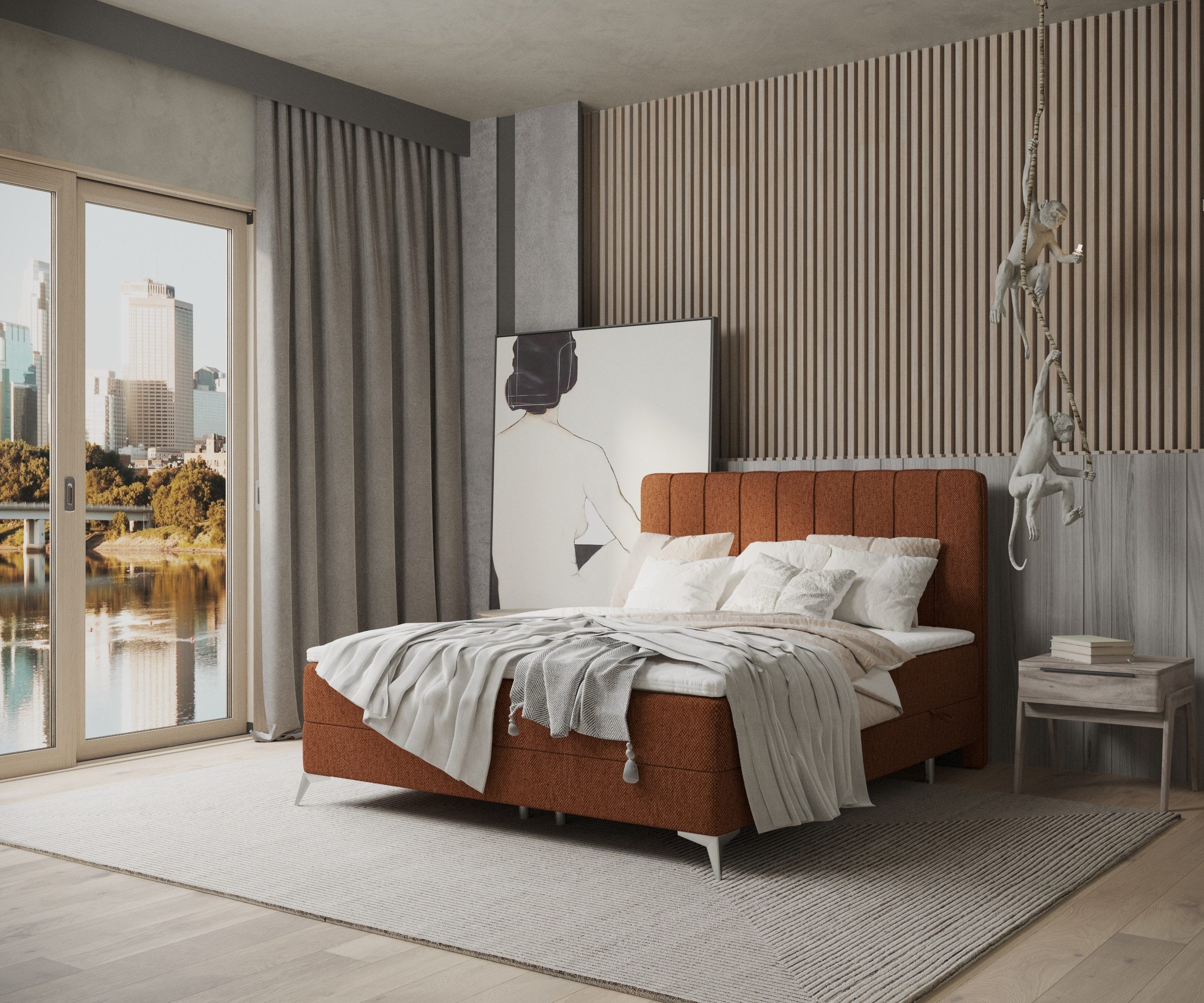 Maison de Rêve Boxbett mit Bettkasten Aggaz (Matratze, Stauraum, Kopfteil, Topper), Boxspringbett mit Taschenmatratze H3, Doppelbett, inkl. Visco-Topper