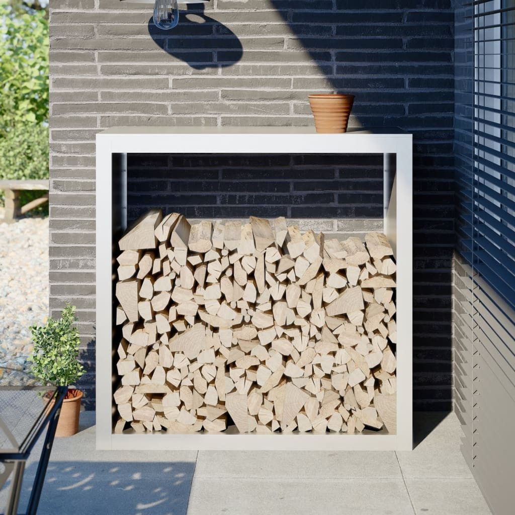 vidaXL Kaminholzregal Brennholzregal Weiß 100x40x100 cm Stahl