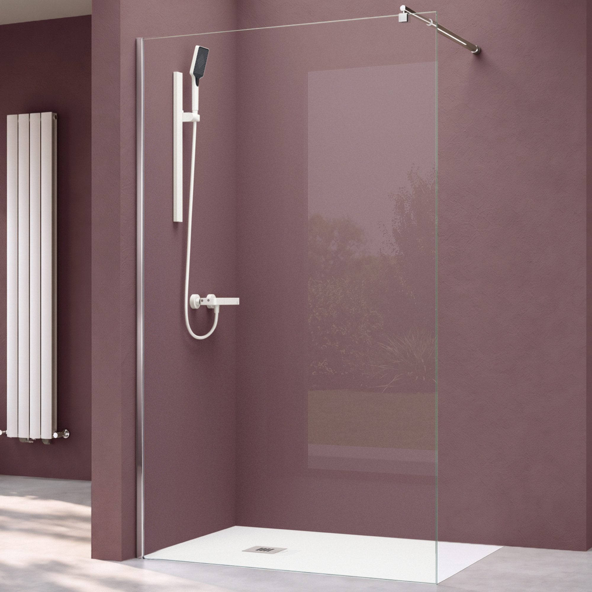 doporro Walk-in-Dusche Duschabtrennung Duschwand 8/10mm ESG NANO Profil verstellbar H:200cm, Einscheibensicherheitsglas, Hochwertige Aluminiumprofile, links oder rechts Montage möglich