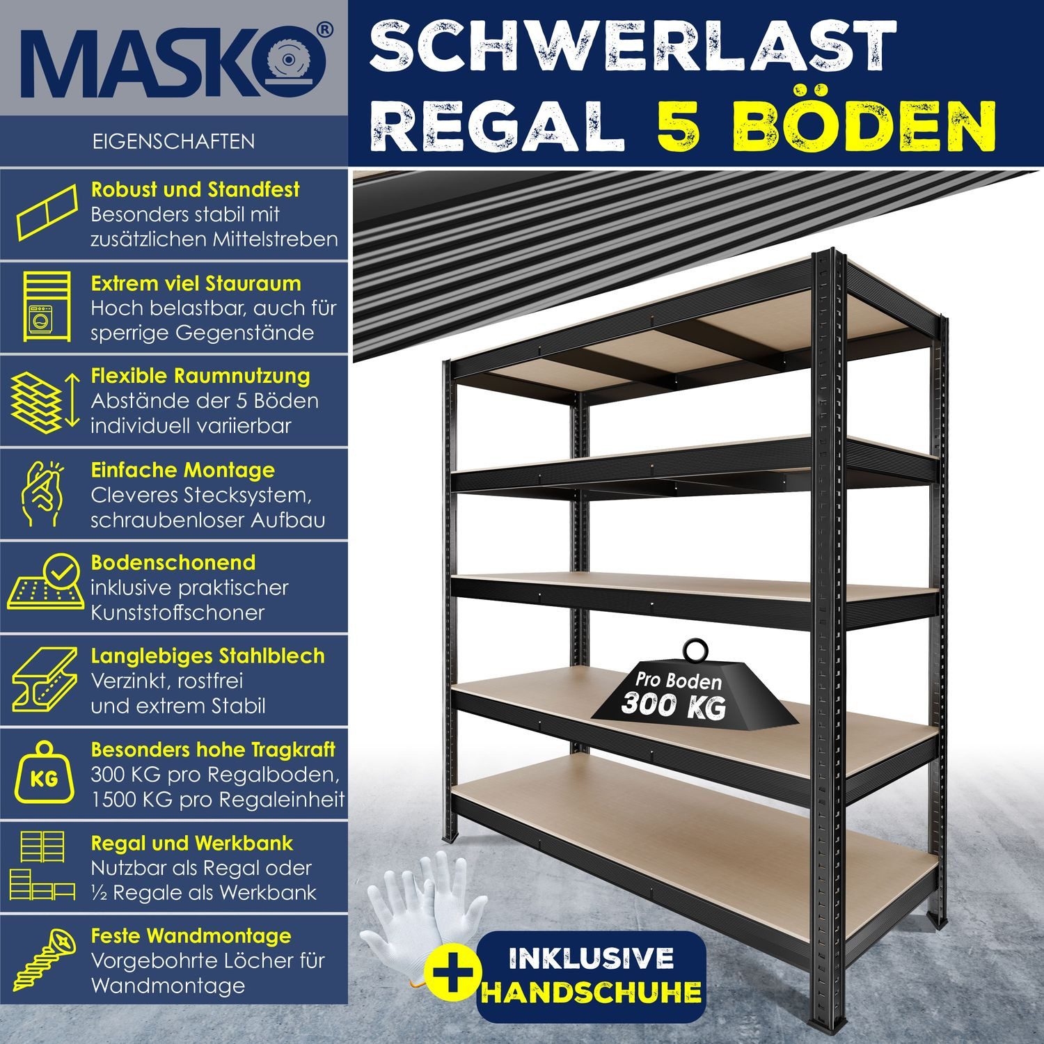 MASKO Schwerlastregal, Lagerregal 300 kg pro günstig online kaufen