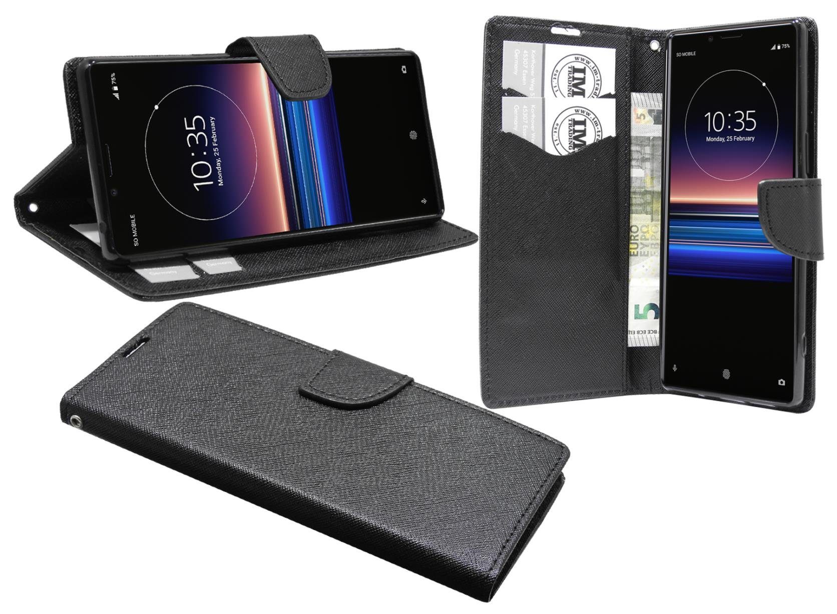 cofi1453 Handyhülle Hülle Tasche für Sony Xperia 1, Kunstleder Schutzhülle Handy Wallet Case Cover mit Kartenfächern, Stan
