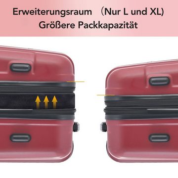 Flieks Trolleyset, 4 Rollen, (3 tlg), Hartschalen Trolley Koffer Set Handgepäck Volumenerweiterung