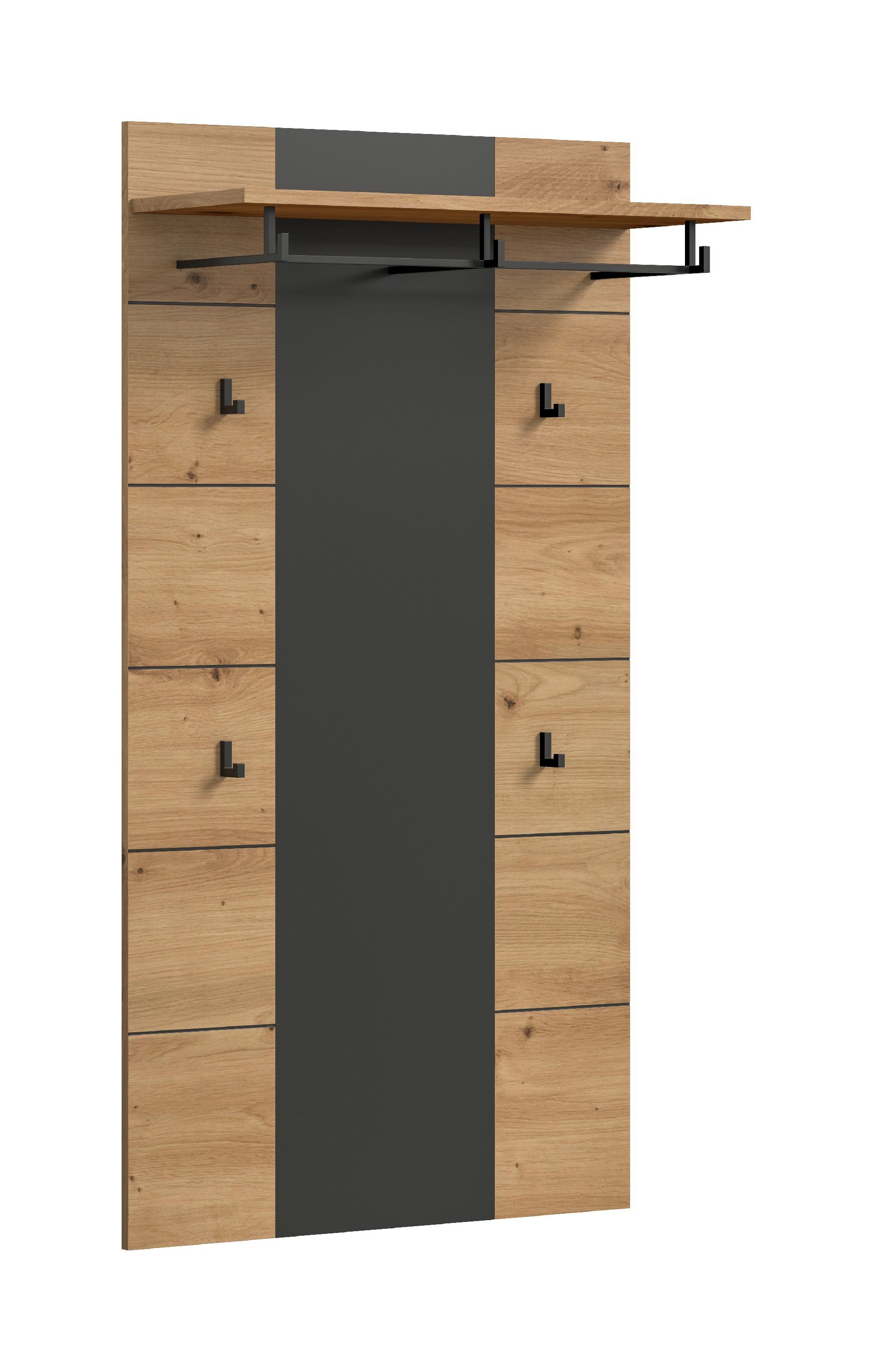 xonox.home Garderobenpaneel, Basalt grau Nachbildung Melamin beschichtet modern 141x80x29 cm