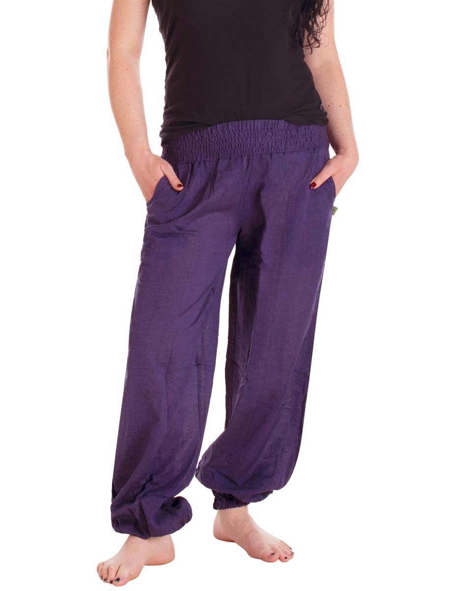 Sommerhose Hippie, Lange Yogahose Schlupfhose Haremshose violett Vishes Baggyhose, Einheitsgröße