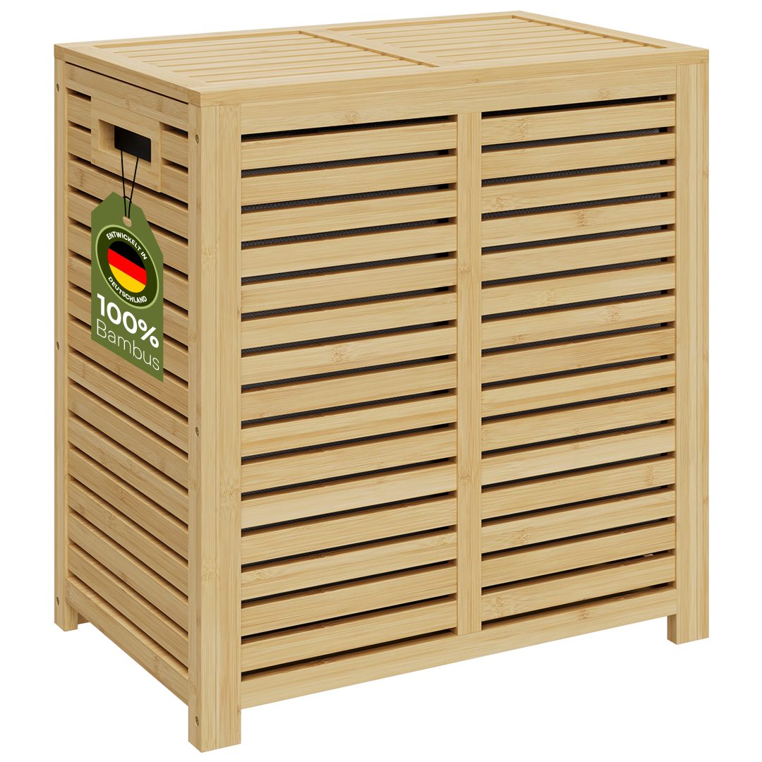 Bellamio Wäschekorb Newa aus Bambus mit Deckel (1 Fach 80 L), Wäschesäcke h günstig online kaufen
