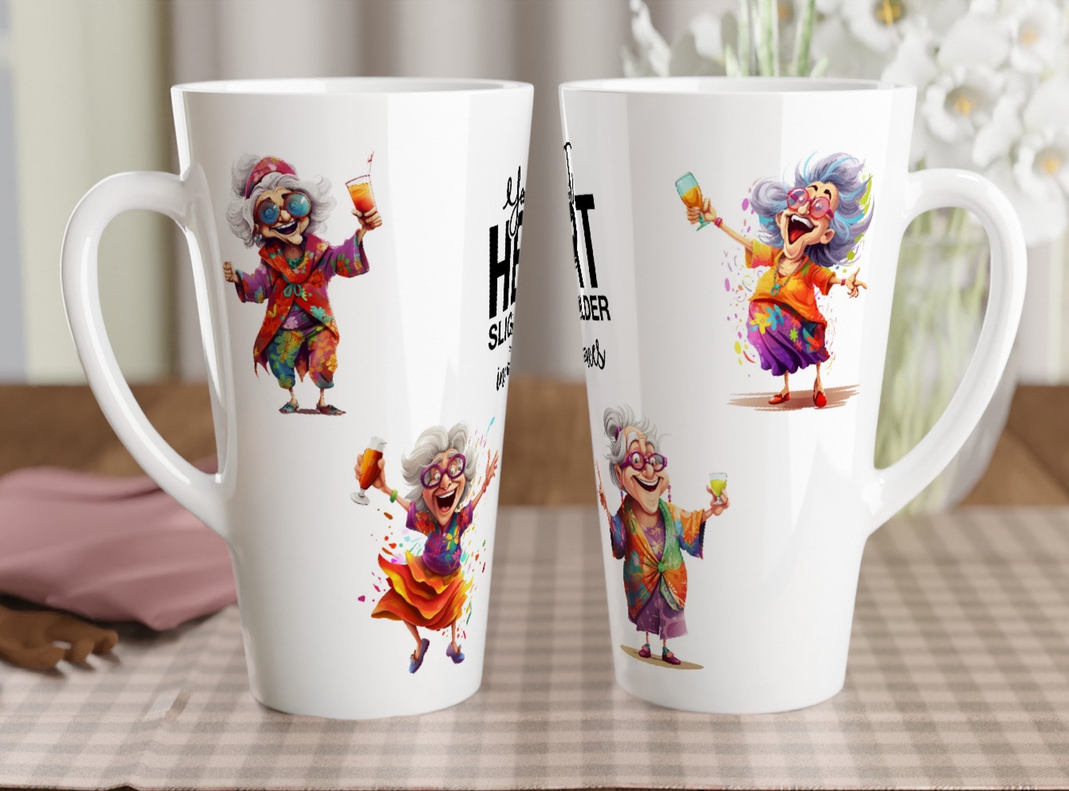 Alltagszauber Latte-Macchiato-Tasse Jumbo-Tasse YOUNG AT HEART, 2-tlg., Keramik, extra groß, für ca. 500ml Inhalt