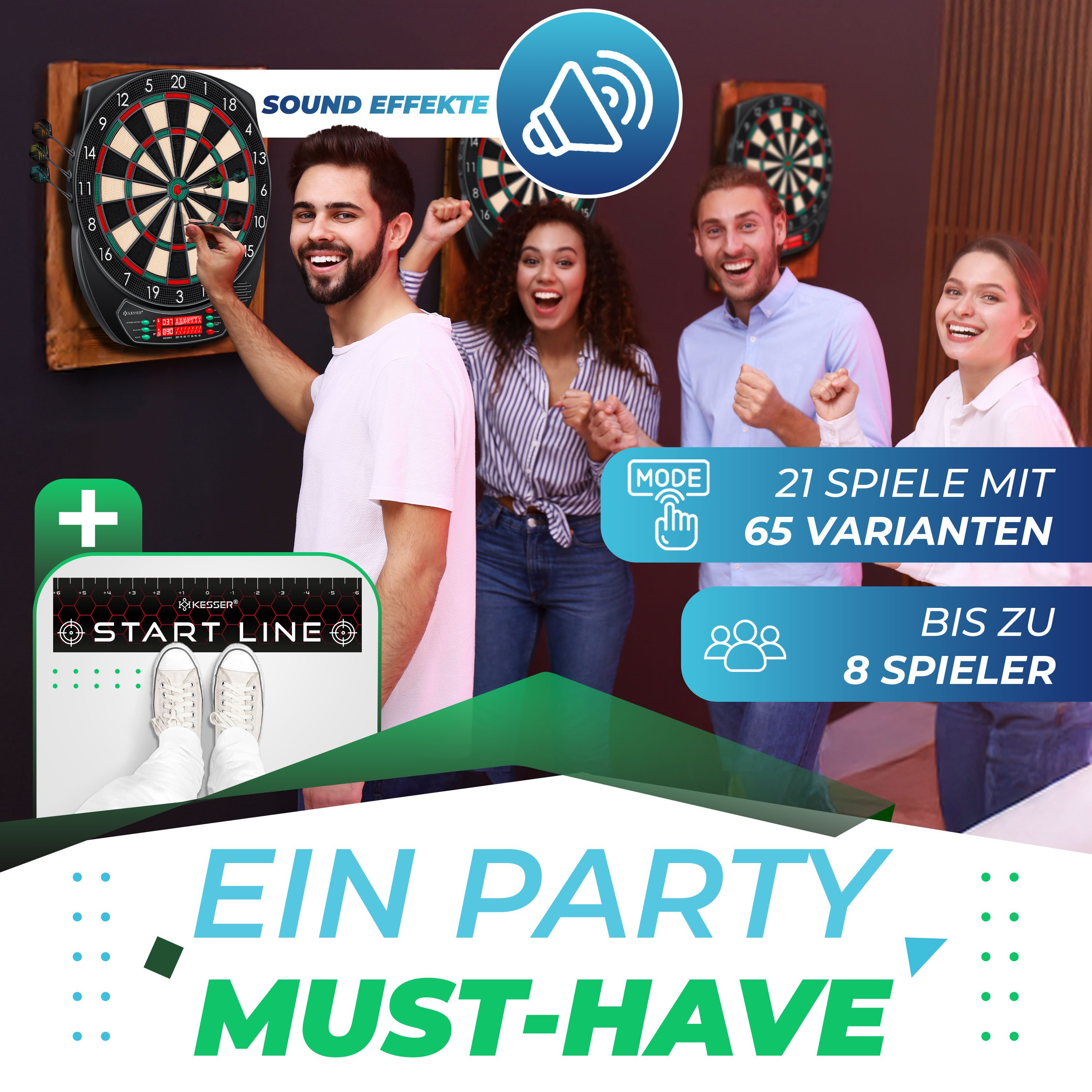 KESSER Dartscheibe, elektronisch, Profi Dart Set, E Dartboard mit 15 Dartpfeilen & Spitzen