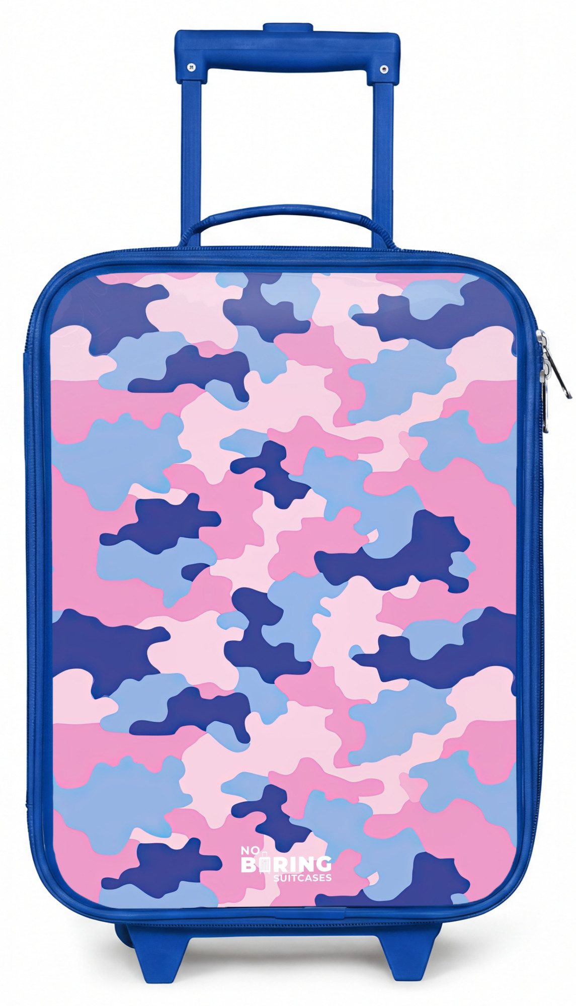NoBoringSuitcases.com© Kinderkoffer mit leuchtende Räder - Tarnfarben - Rosa - Blau, 2 Rollen, Handgepäck Koffer, Trolley Kinder, Reisekoffer Jungen