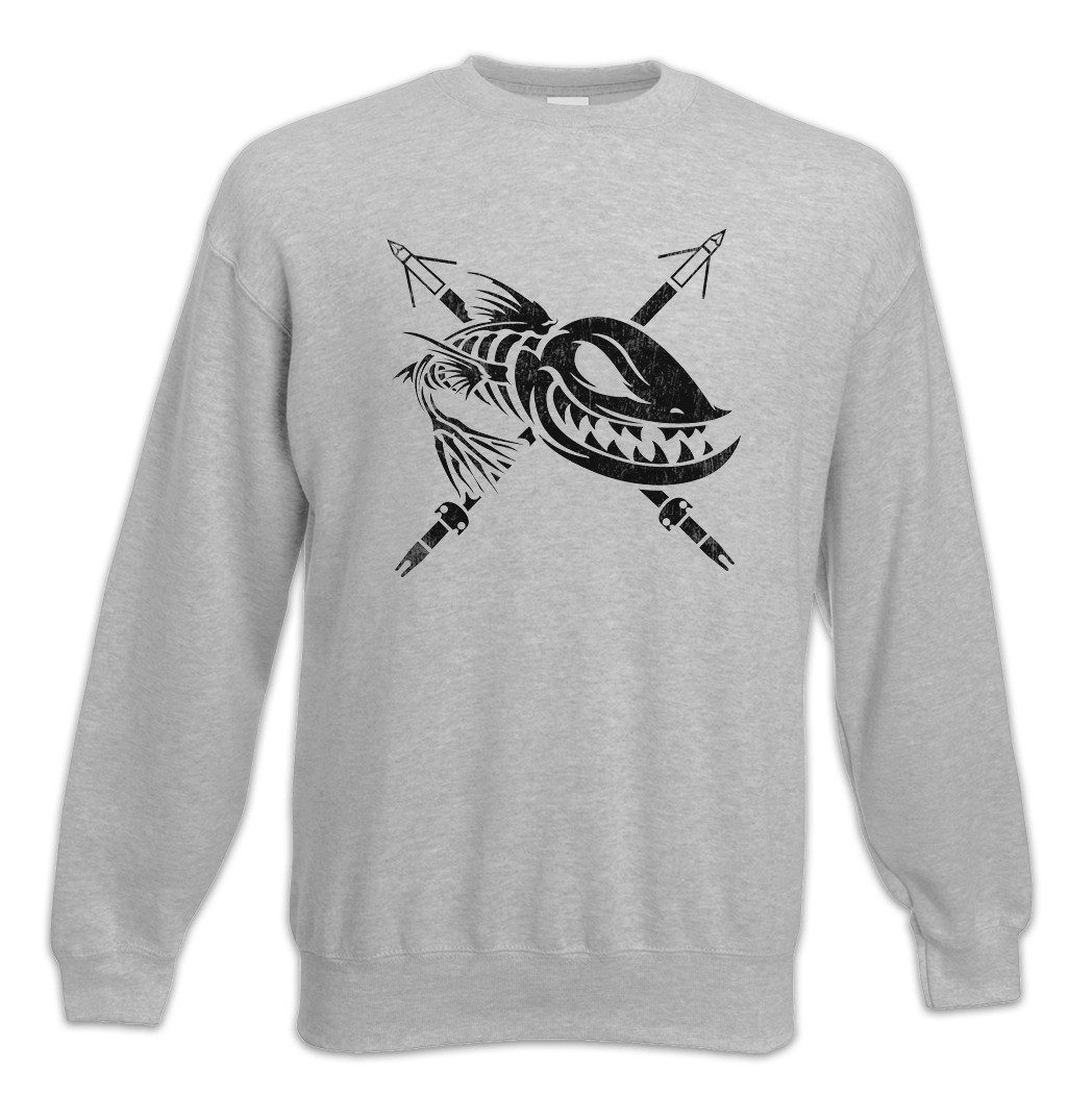 Sweatshirt Dead Grinning Fish Sweatshirt Grinsender Harpune Skelett Fischskelett