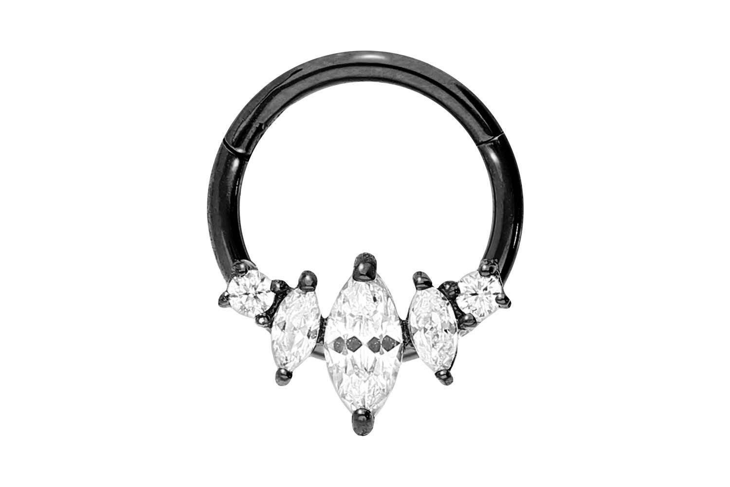 Nasenpiercing Chirurgenstahl Segmentring Clicker 5 KRISTALLE Ohrpiercing Septum Nase