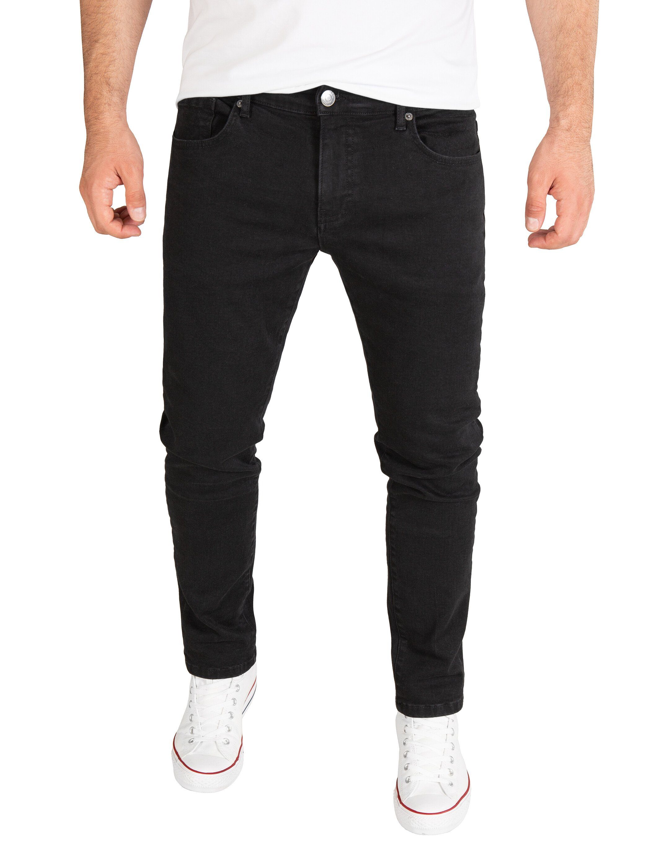Yazubi Slim-fit-Jeans Akon Herren Jeans modernen Slim Fit Jeanshose mit Stretch Schwarz (Black Meteorite 2r194008)