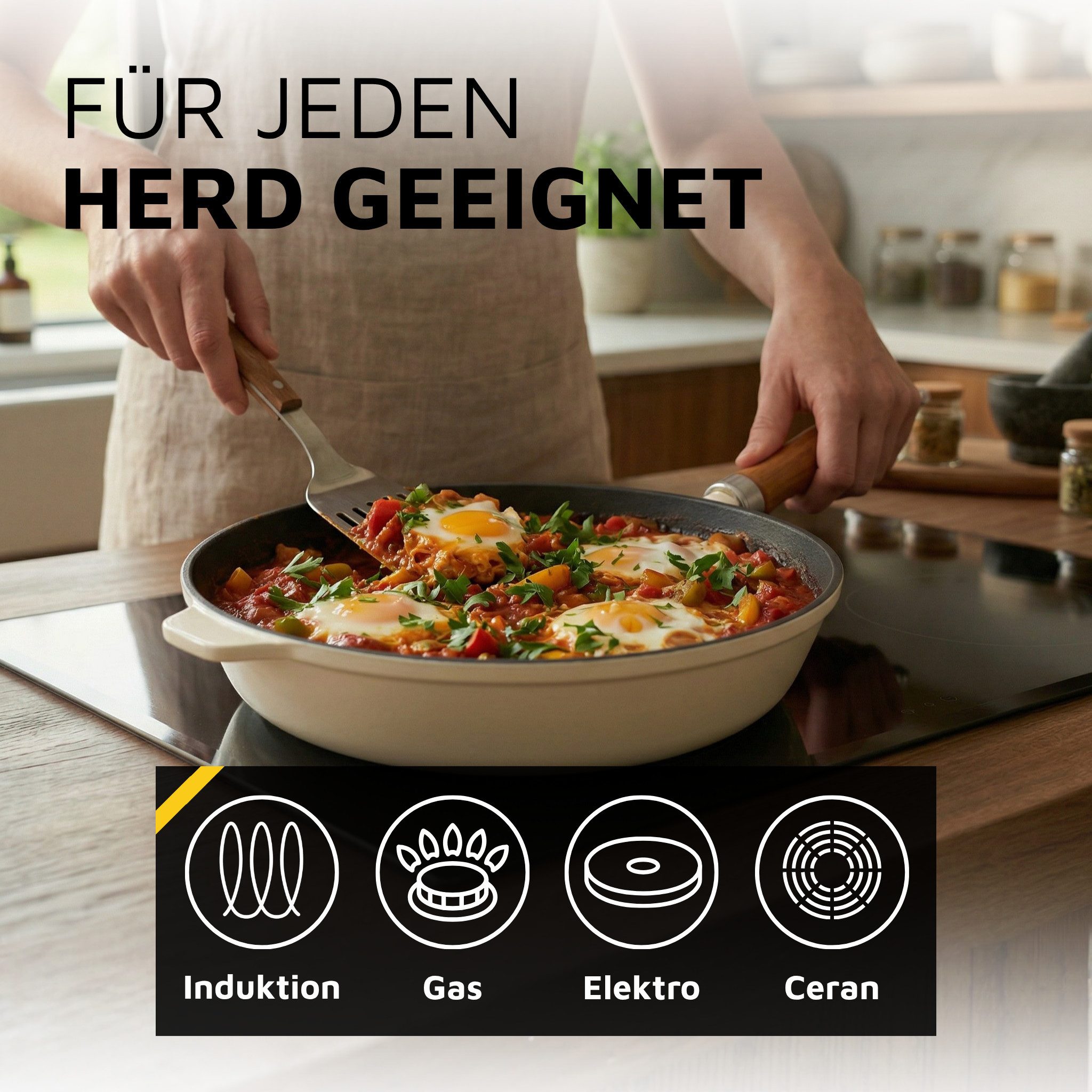 Krüger Bratpfanne Einsenguss Pfanne SAVANNA, Gusseisen (1-tlg), für Induktions-Kochfelder geeignet – Bild 4 von 5