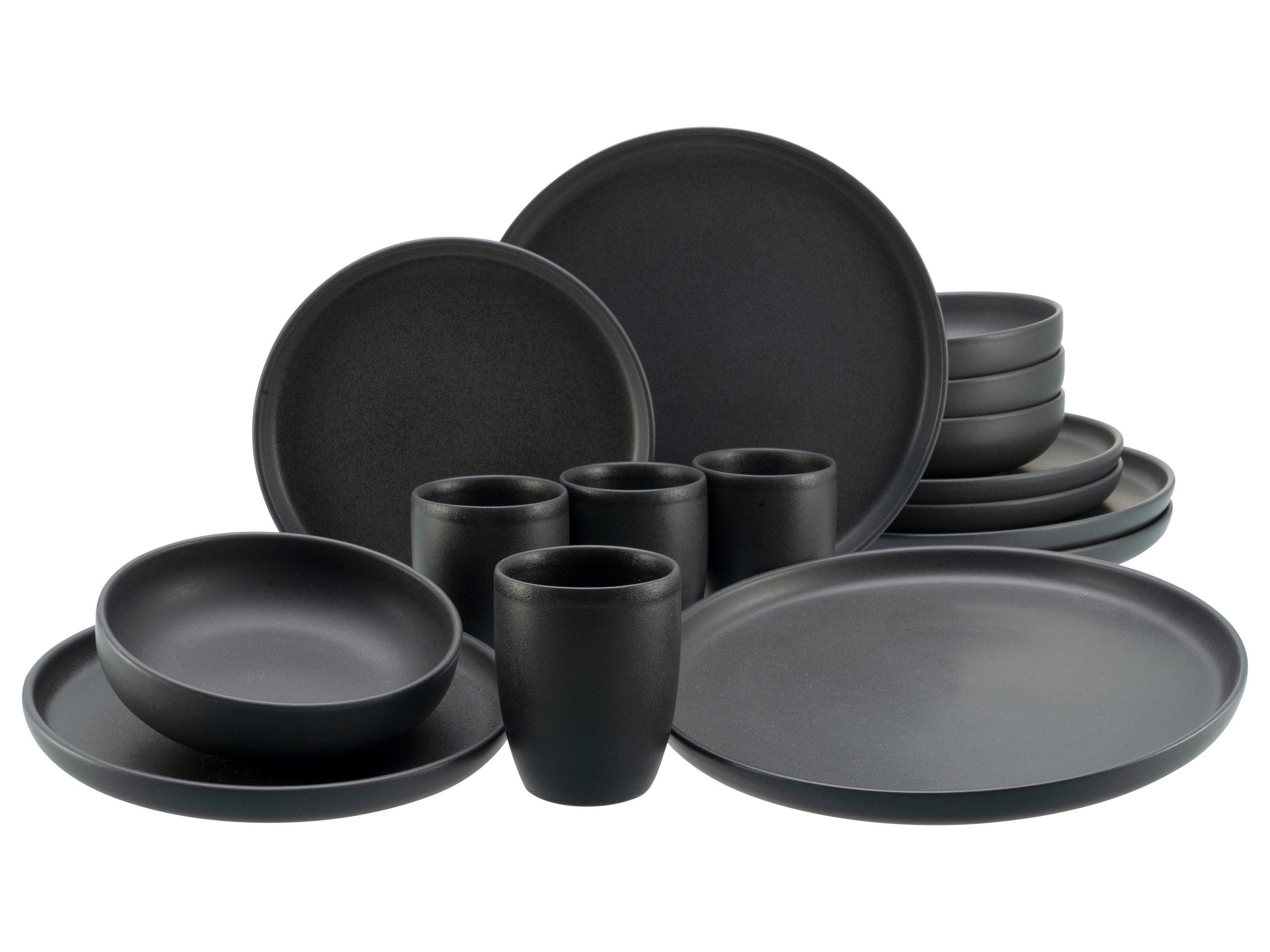 CreaTable Kombiservice Uno Black Kombiservice 16-tlg (16-tlg), 4 Personen, Steinzeug