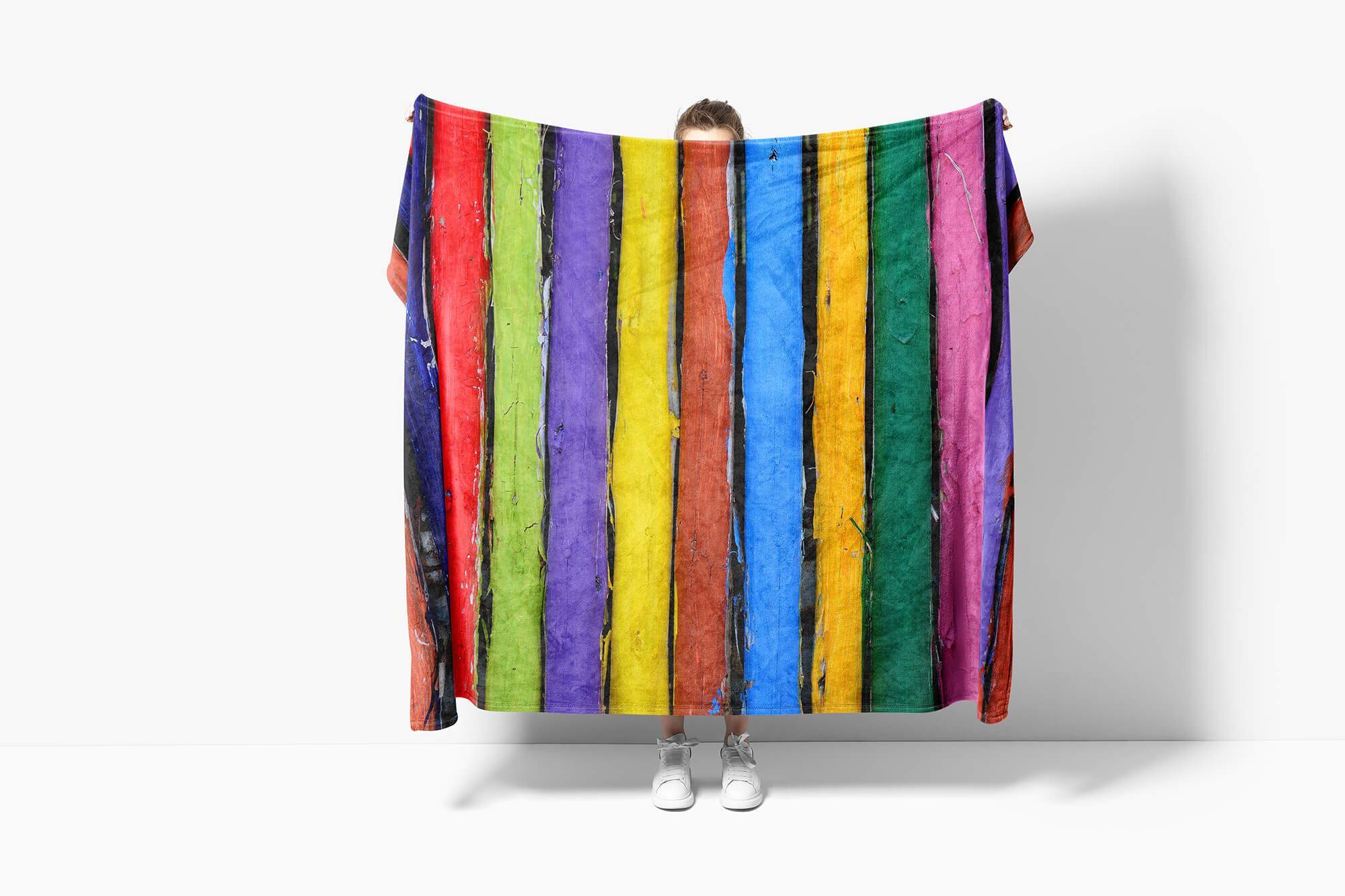 Sinus Saunatuch Auffal, Fotomotiv Handtuch Handtücher (1-St), mit Strandhandtuch Kuscheldecke Handtuch Stämme Baumwolle-Polyester-Mix Art Abstrakt Bunte
