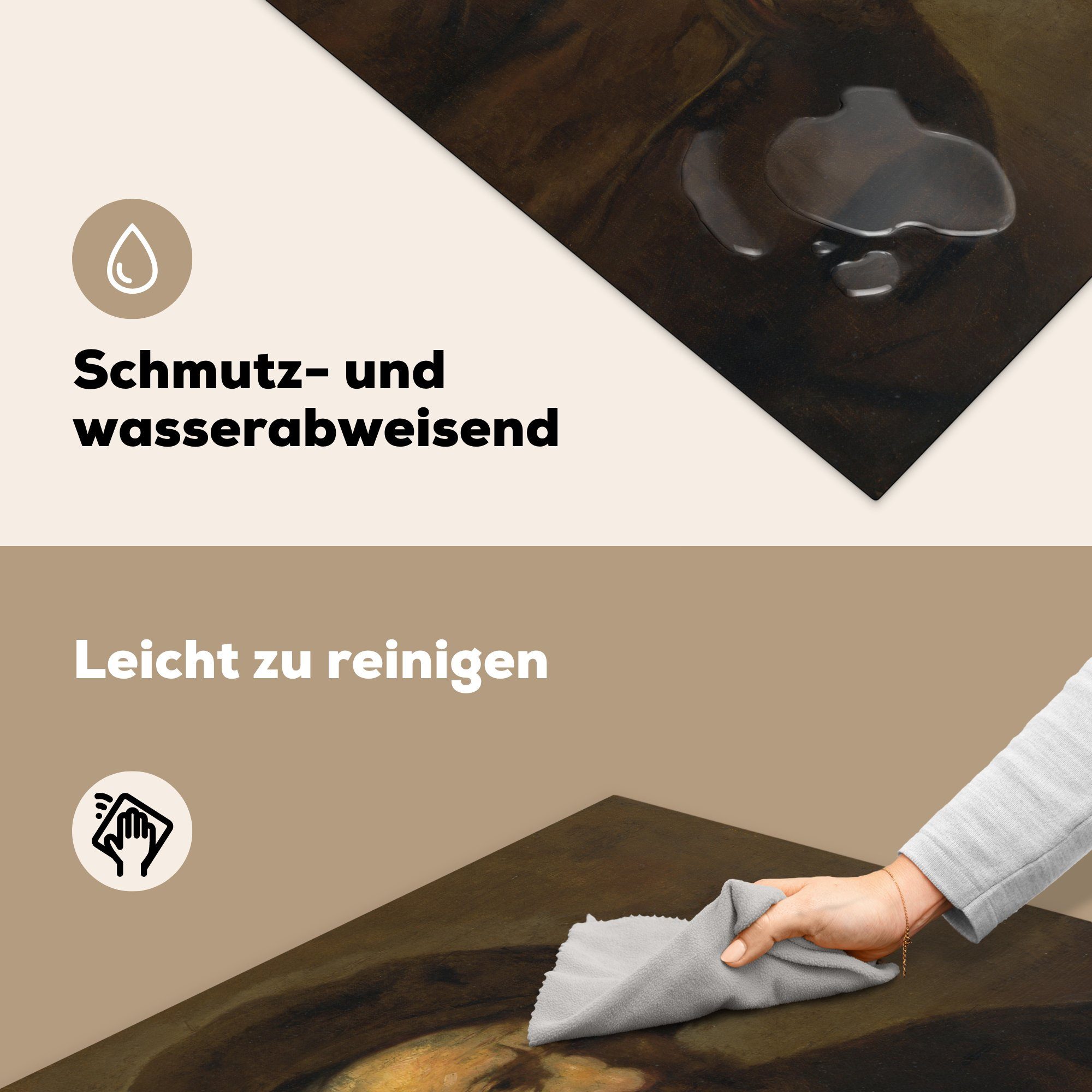 MuchoWow Herdblende-/Abdeckplatte Selbstbildnis küche für Rembrandt van 78x78 Ceranfeldabdeckung, Vinyl, Gemälde - (1 tlg), von Arbeitsplatte Rijn, cm